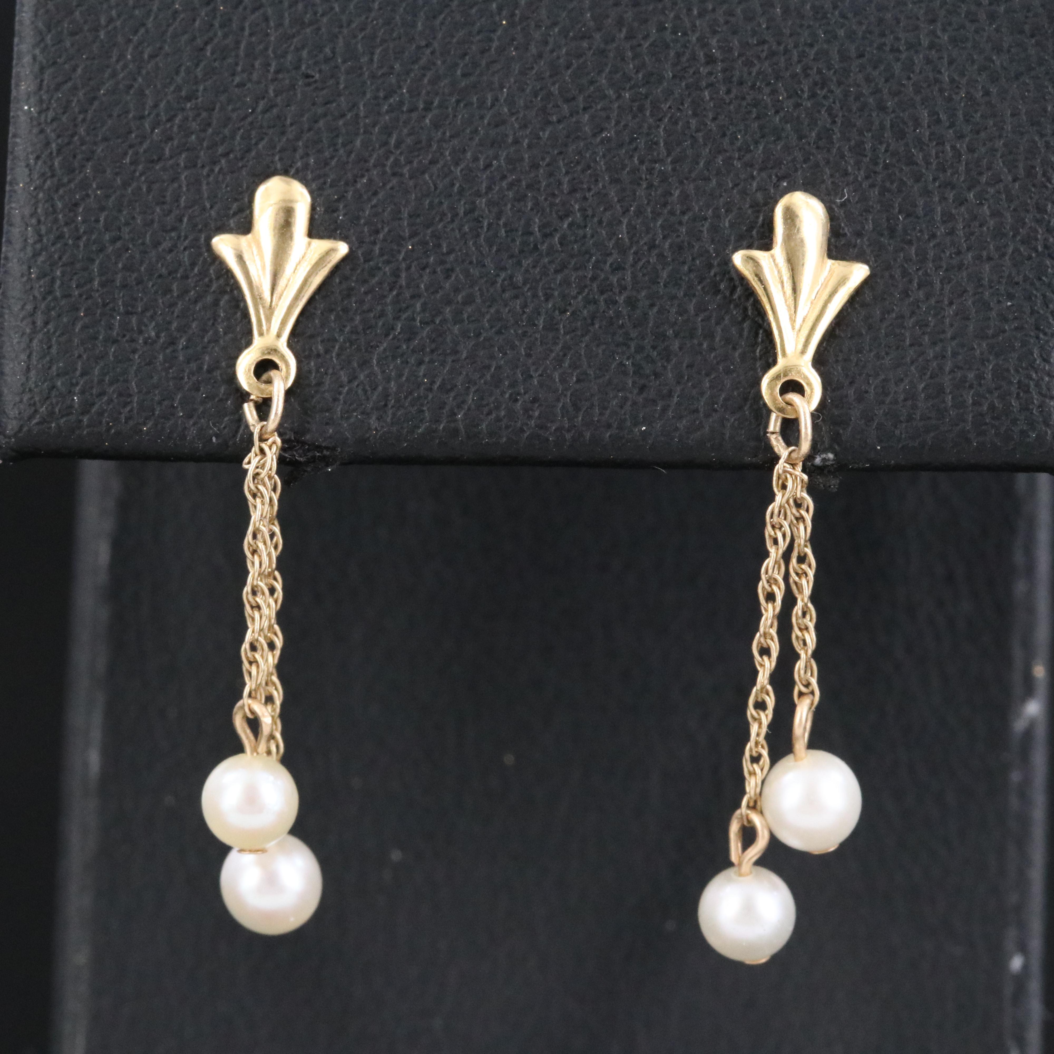 14K Pearl Drop Earrings