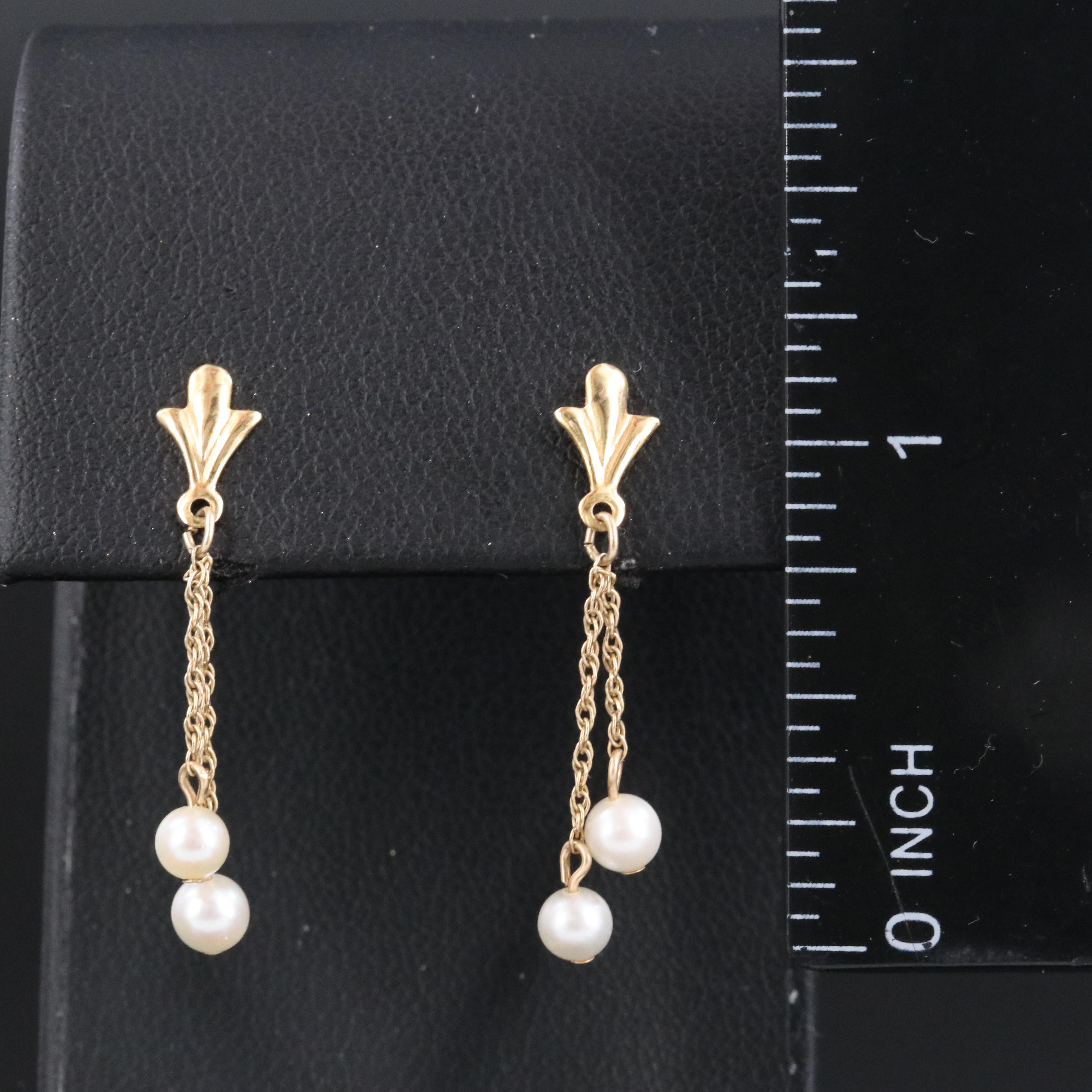 14K Pearl Drop Earrings