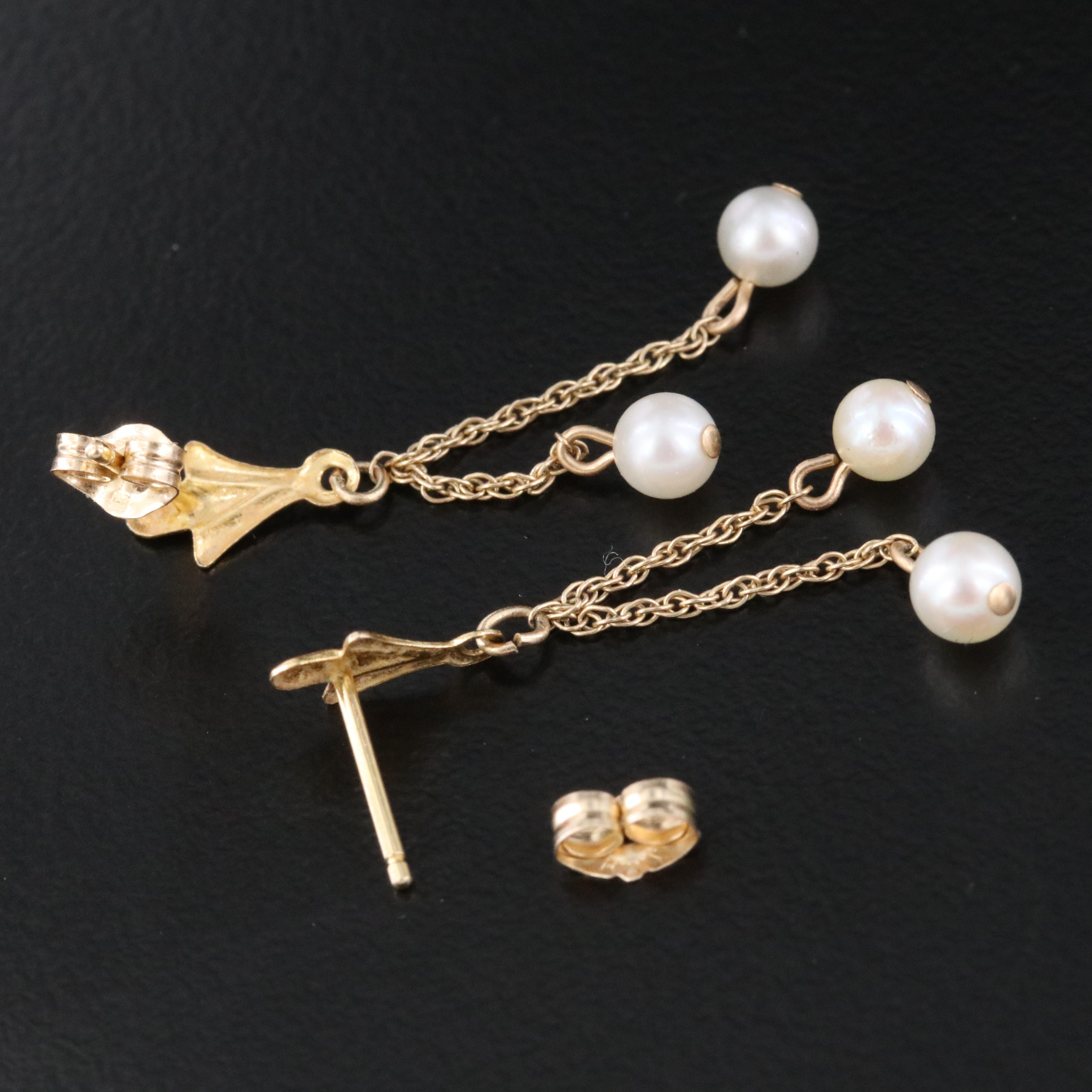 14K Pearl Drop Earrings