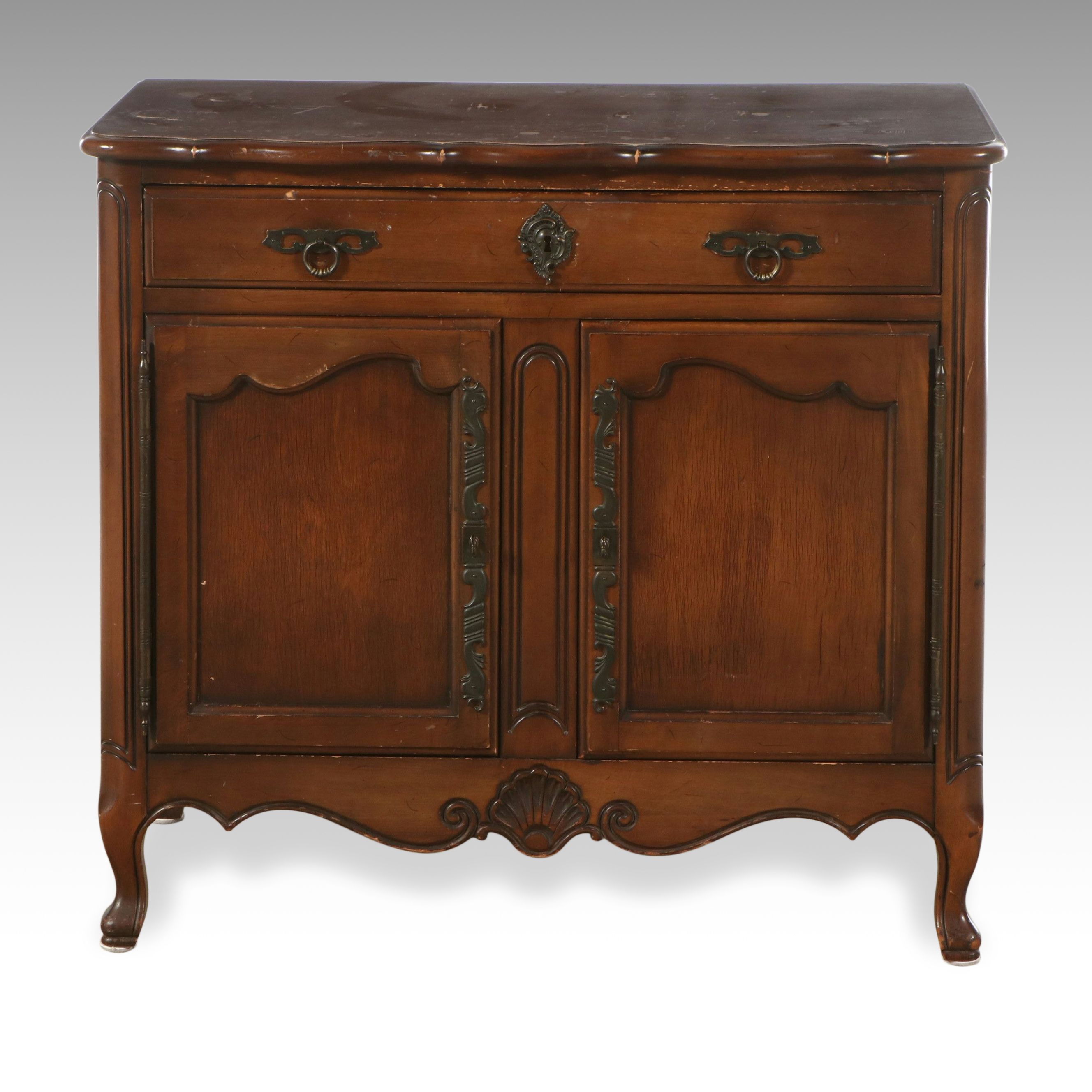 French Provincial Style Carved Wood Cabinet, Early to Mid-20th Century