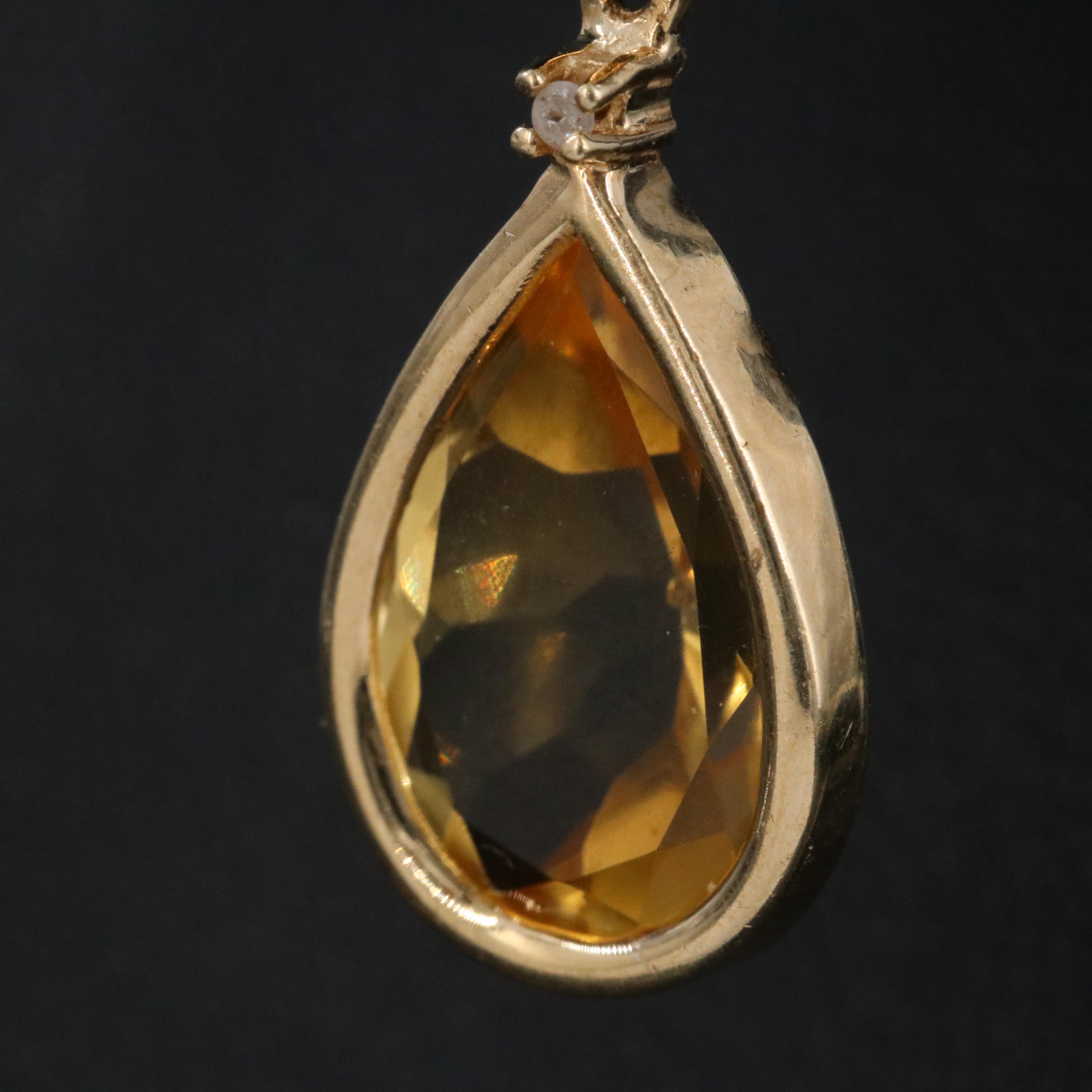 14K Citrine and Diamond Drop Earrings