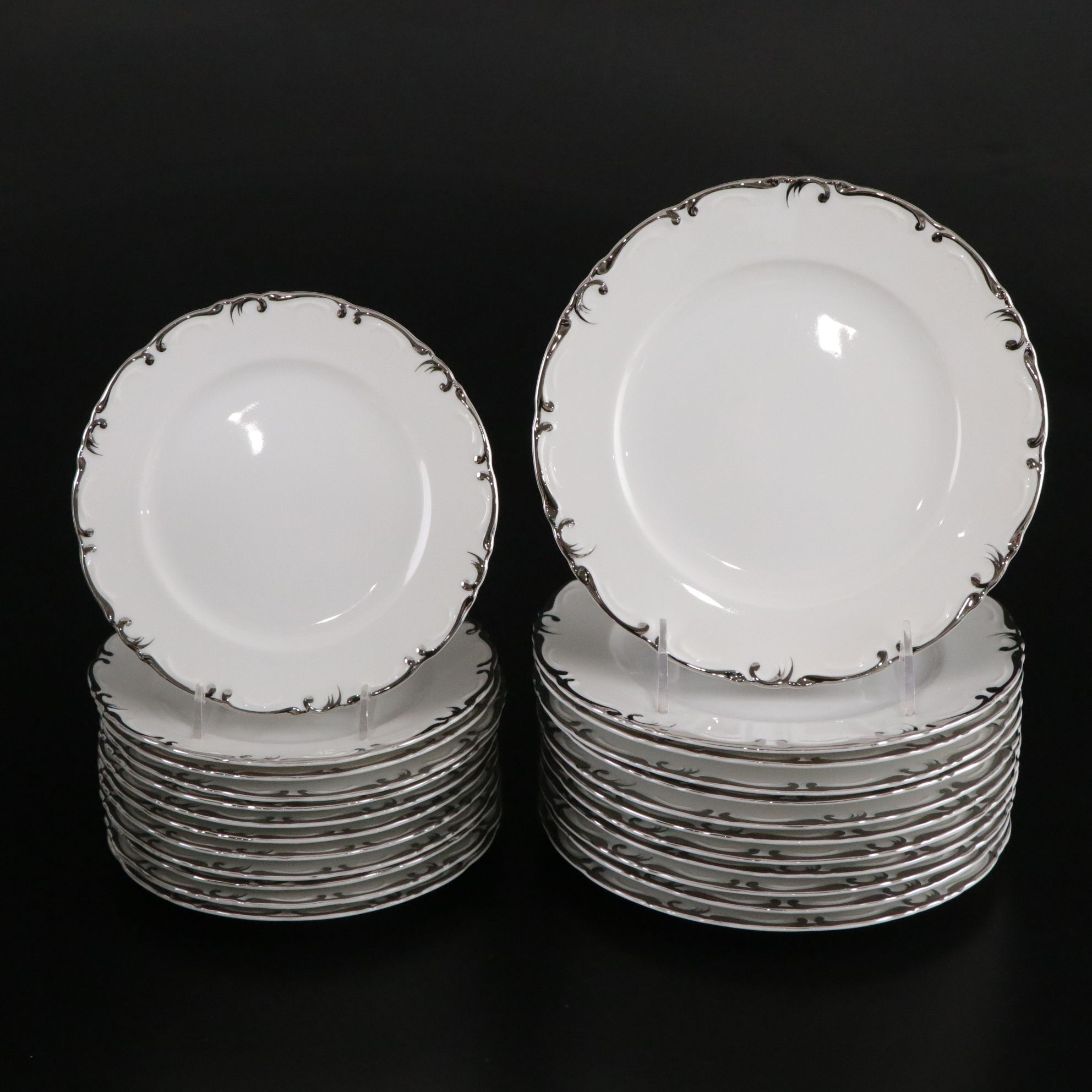 Amcrest "Imperial" Platinum Dinnerware Set for 12 with Extras