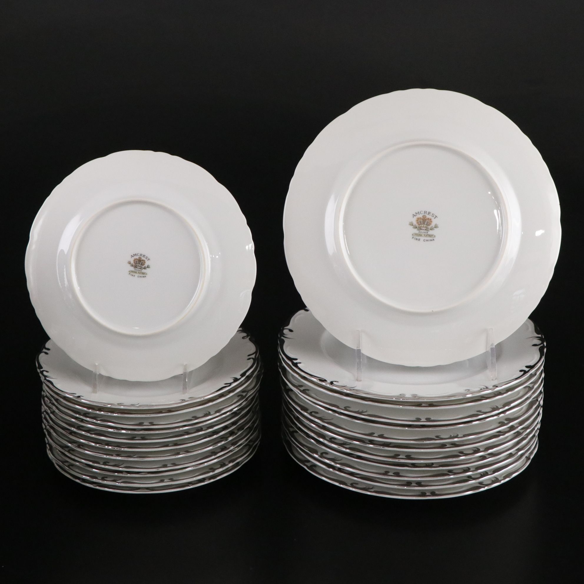 Amcrest "Imperial" Platinum Dinnerware Set for 12 with Extras