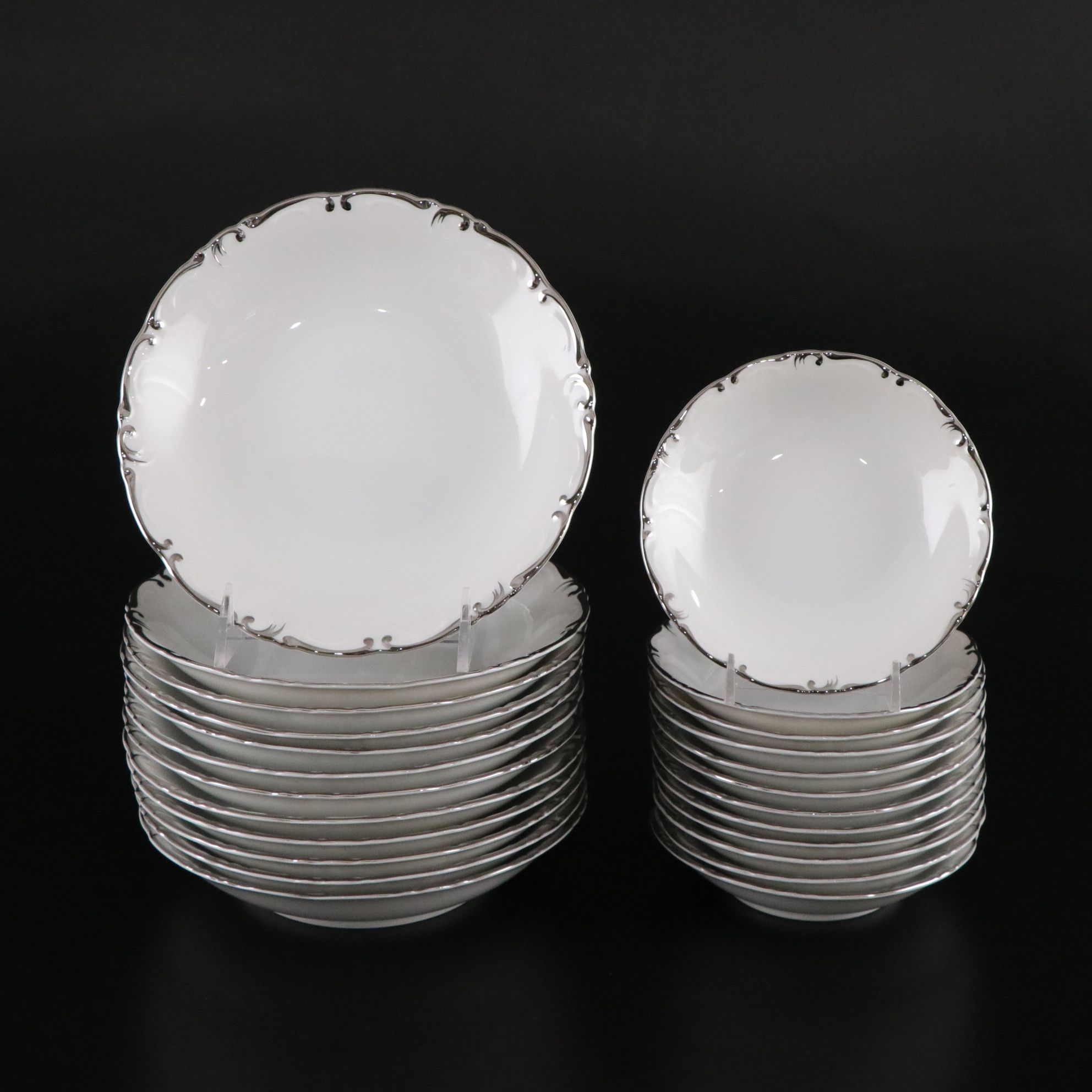 Amcrest "Imperial" Platinum Dinnerware Set for 12 with Extras