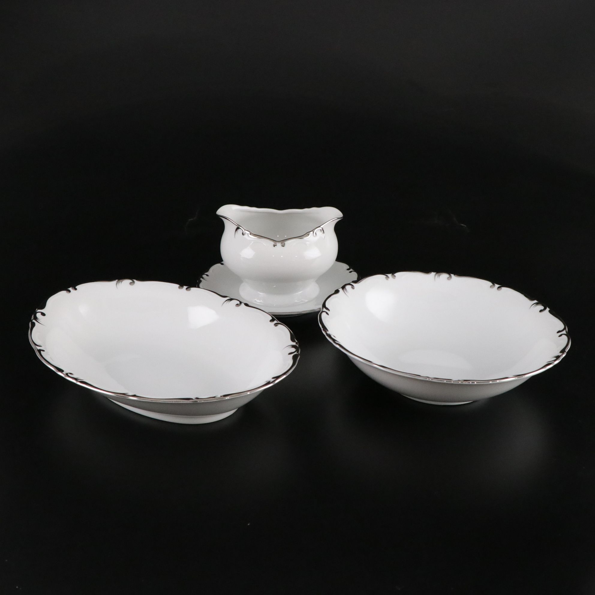 Amcrest "Imperial" Platinum Dinnerware Set for 12 with Extras