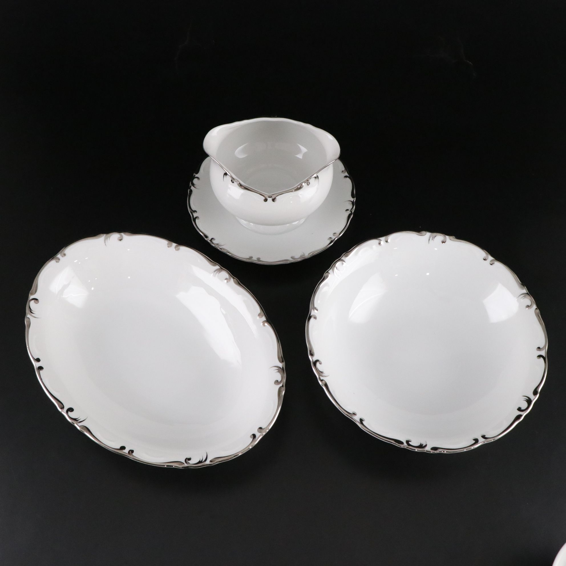 Amcrest "Imperial" Platinum Dinnerware Set for 12 with Extras