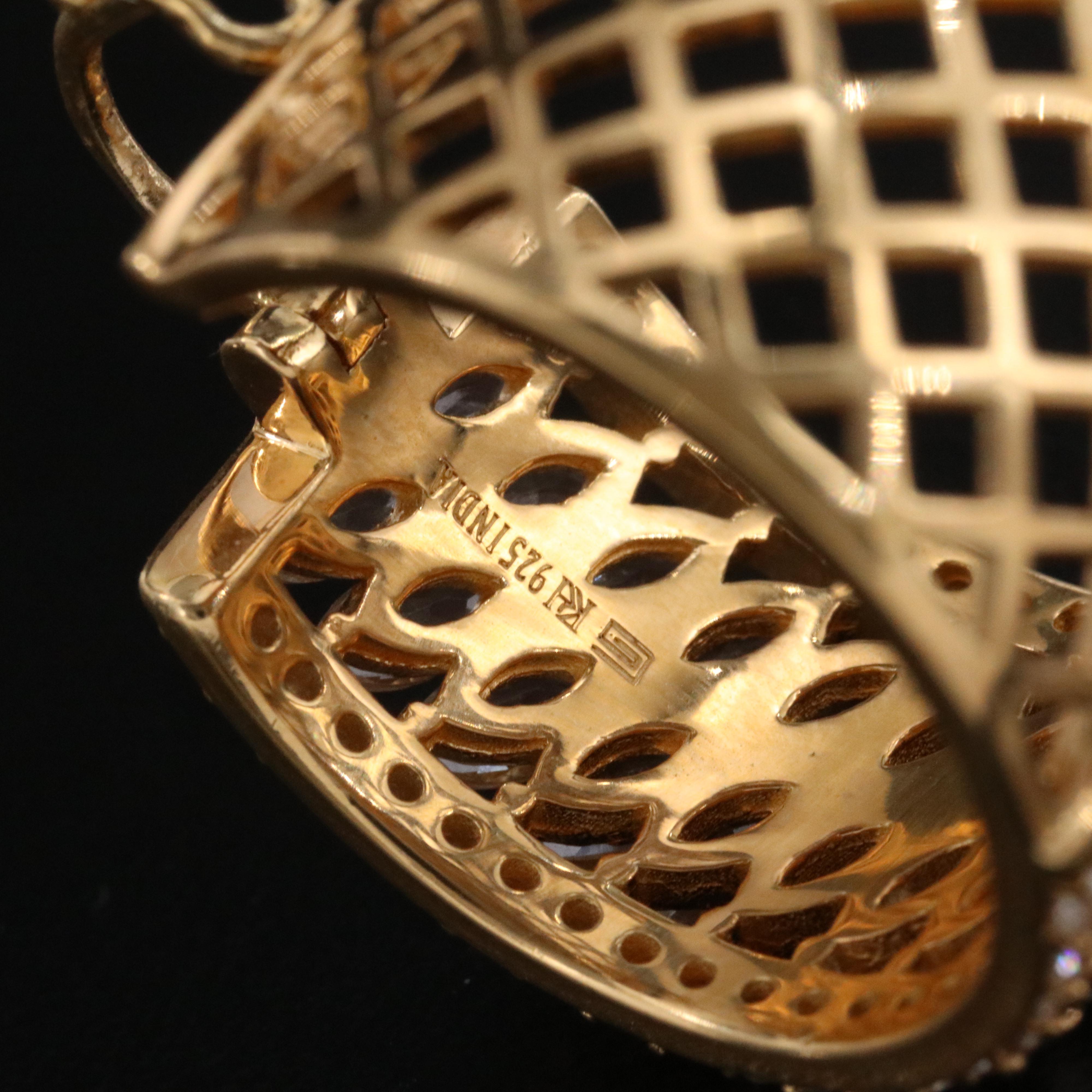 Sterling White Topaz and White Zircon Lattice Hoop Earrings