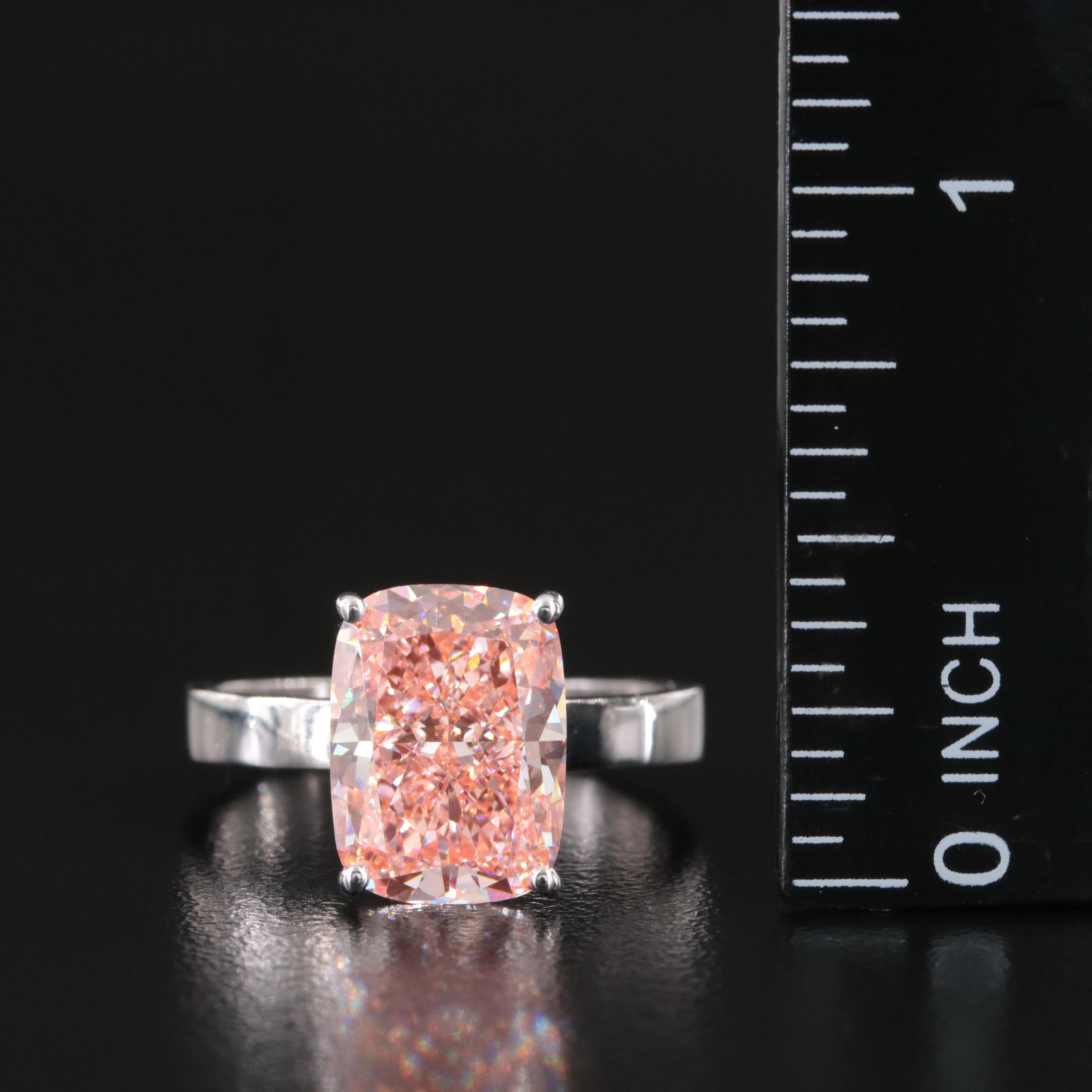 14K 5.07 CT Lab Grown Fancy Pink Diamond Solitaire Ring with IGI Report