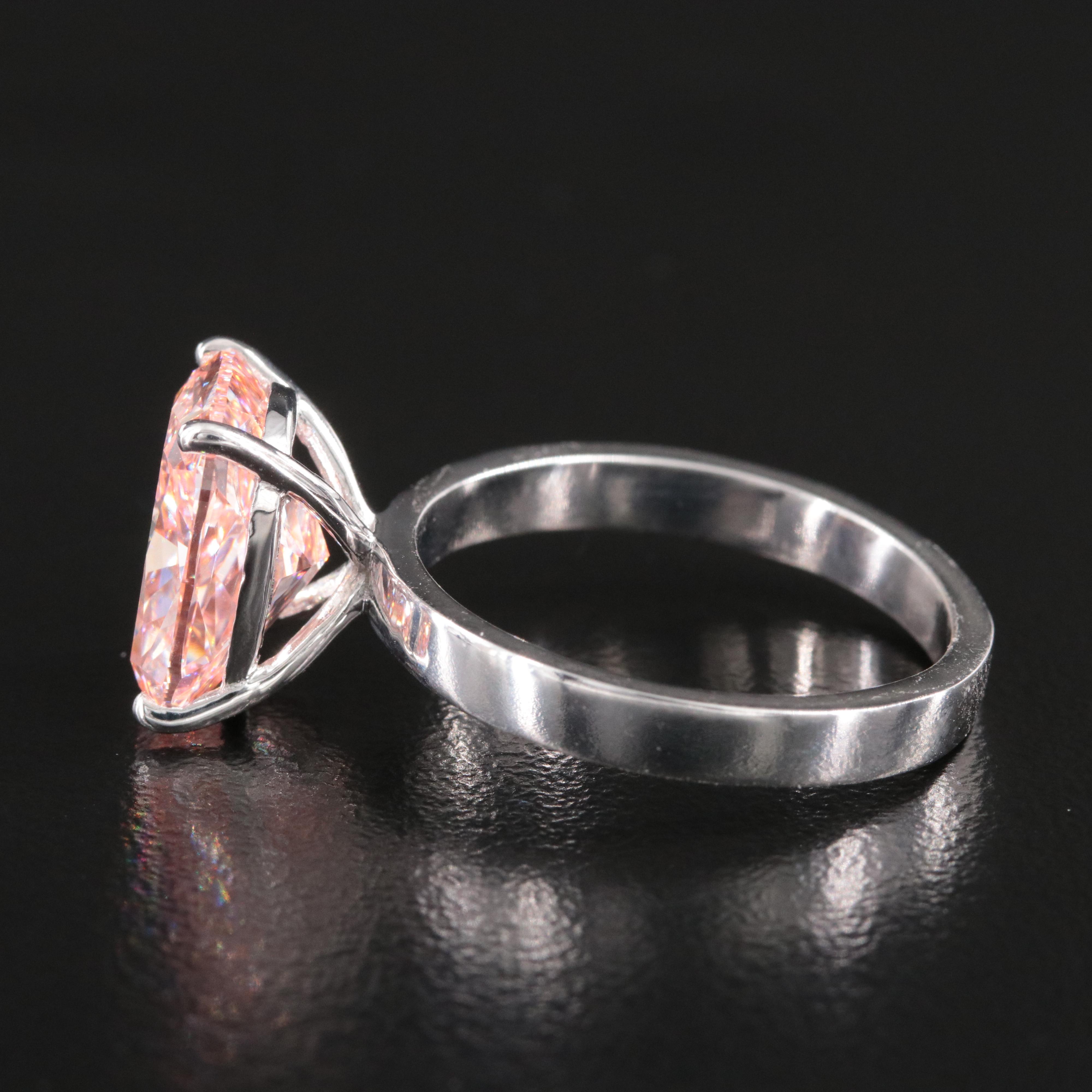 14K 5.07 CT Lab Grown Fancy Pink Diamond Solitaire Ring with IGI Report