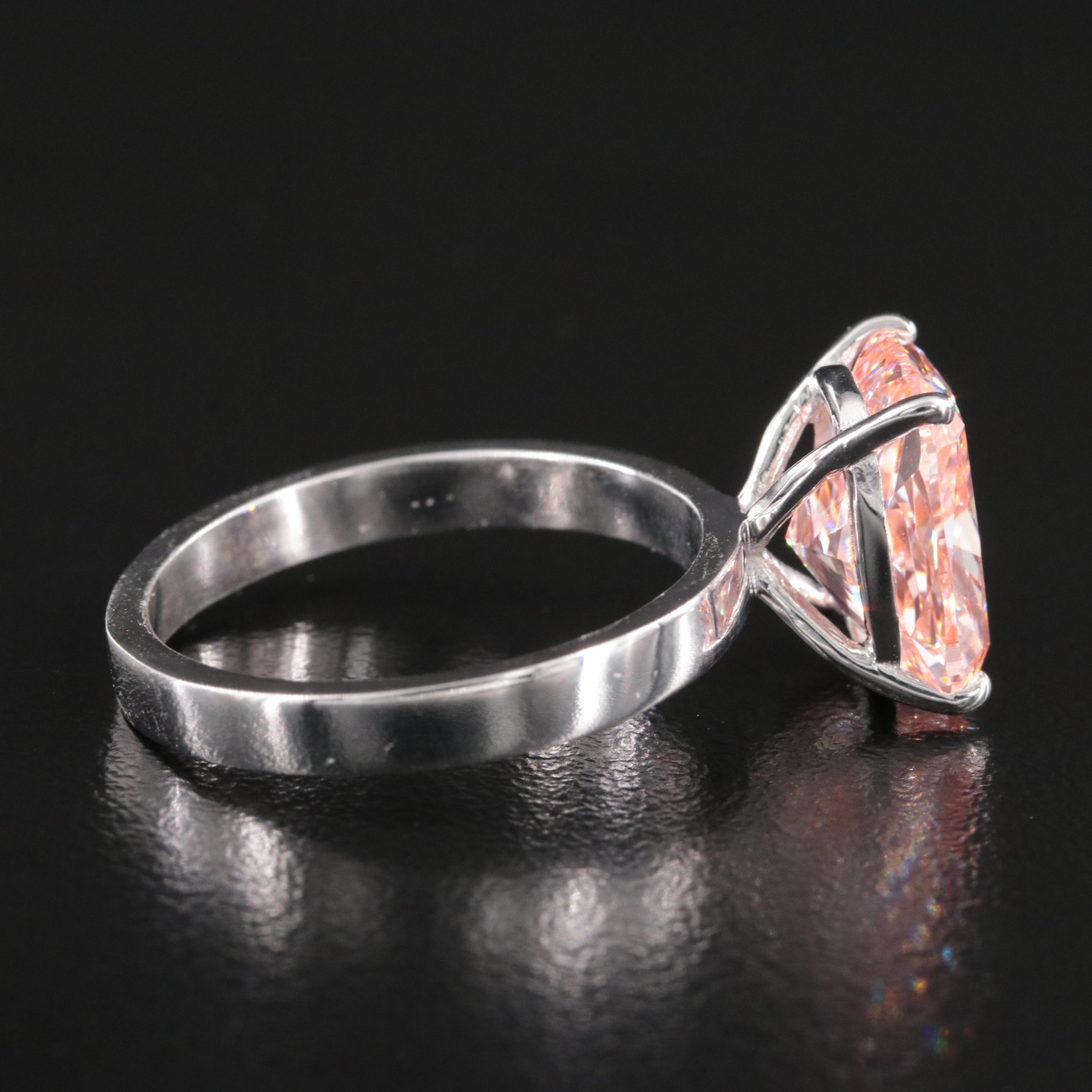 14K 5.07 CT Lab Grown Fancy Pink Diamond Solitaire Ring with IGI Report