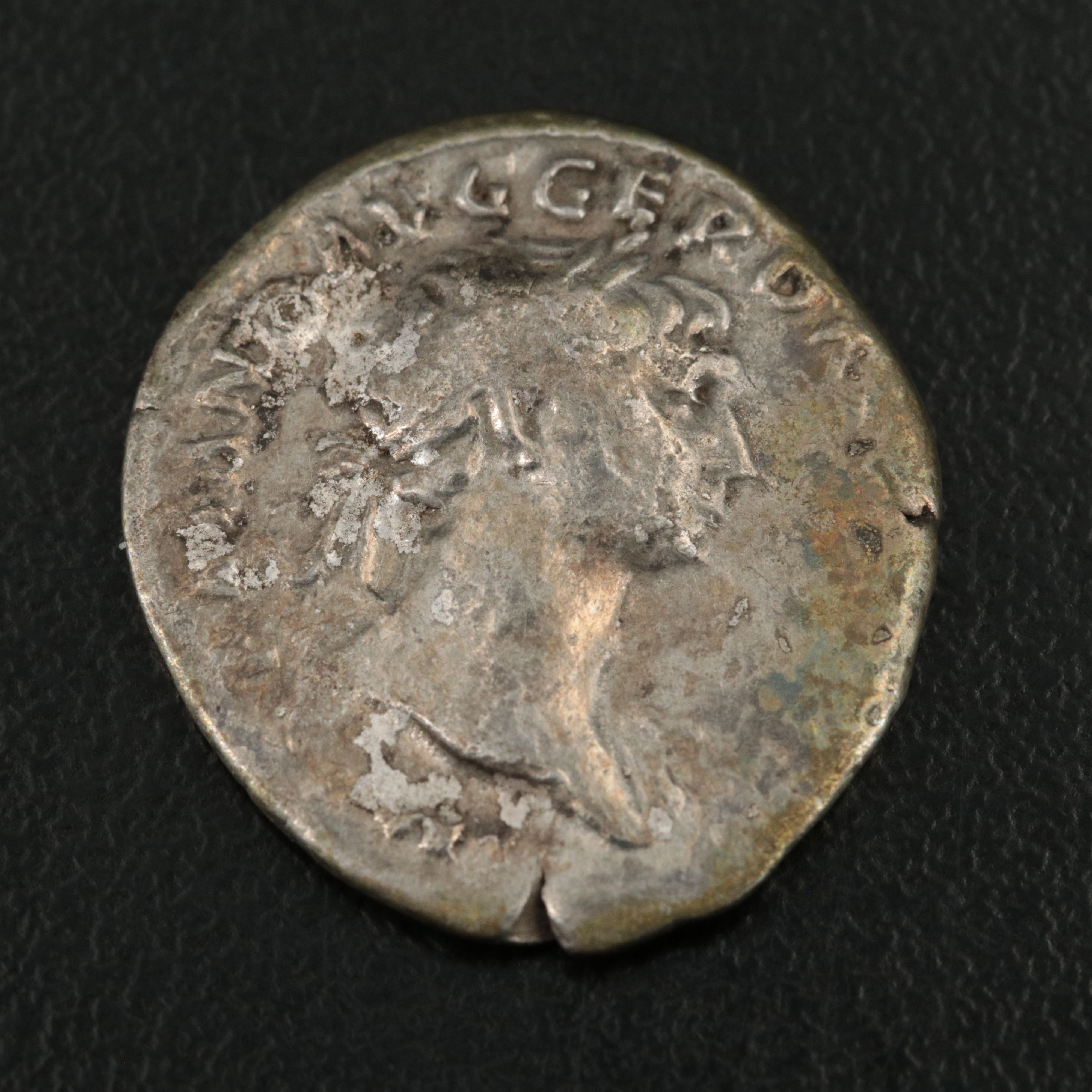 Ancient Roman Imperial AR Denarius Coin of Trajan, ca. 109 A.D.