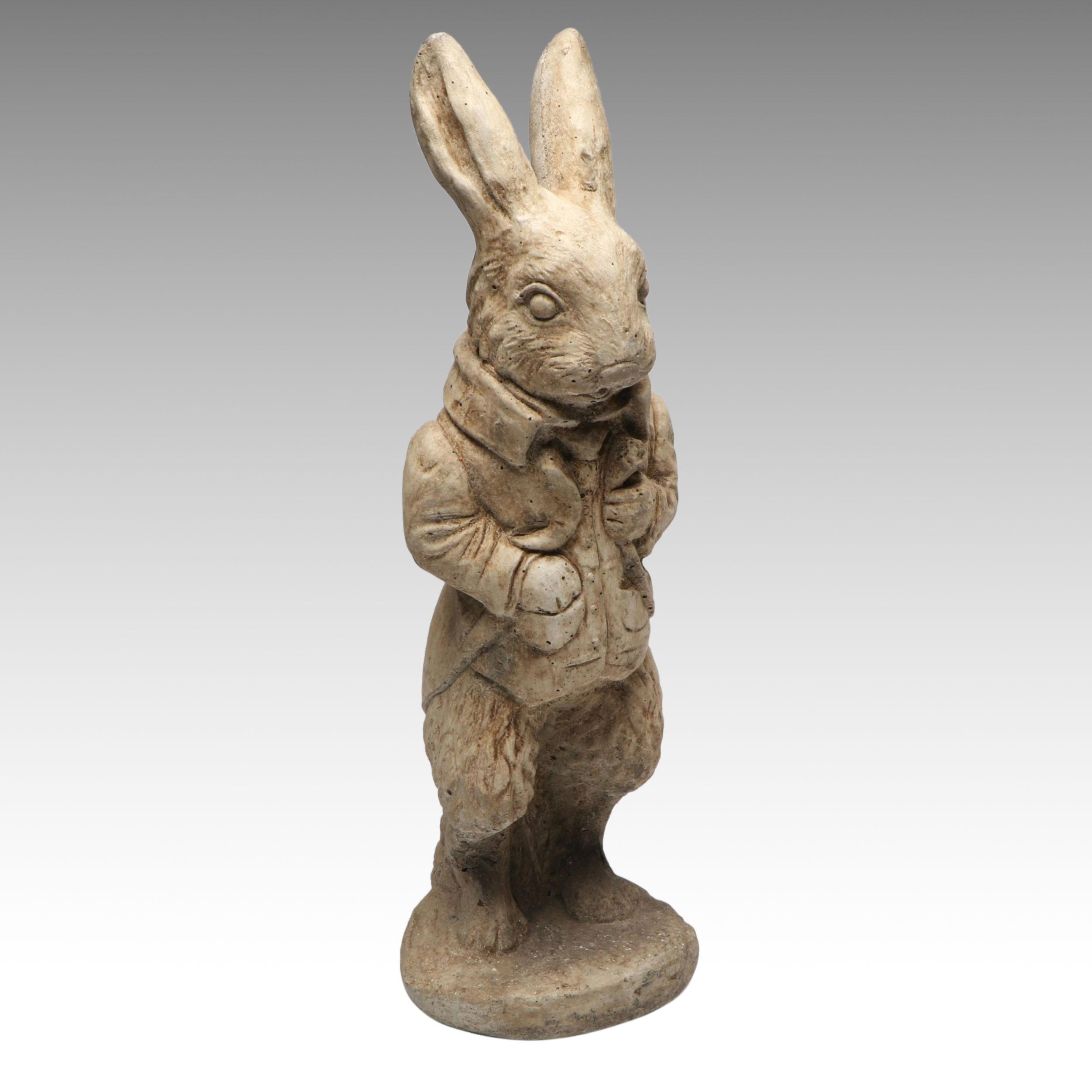 Concrete Rabbit Form Garden Statue