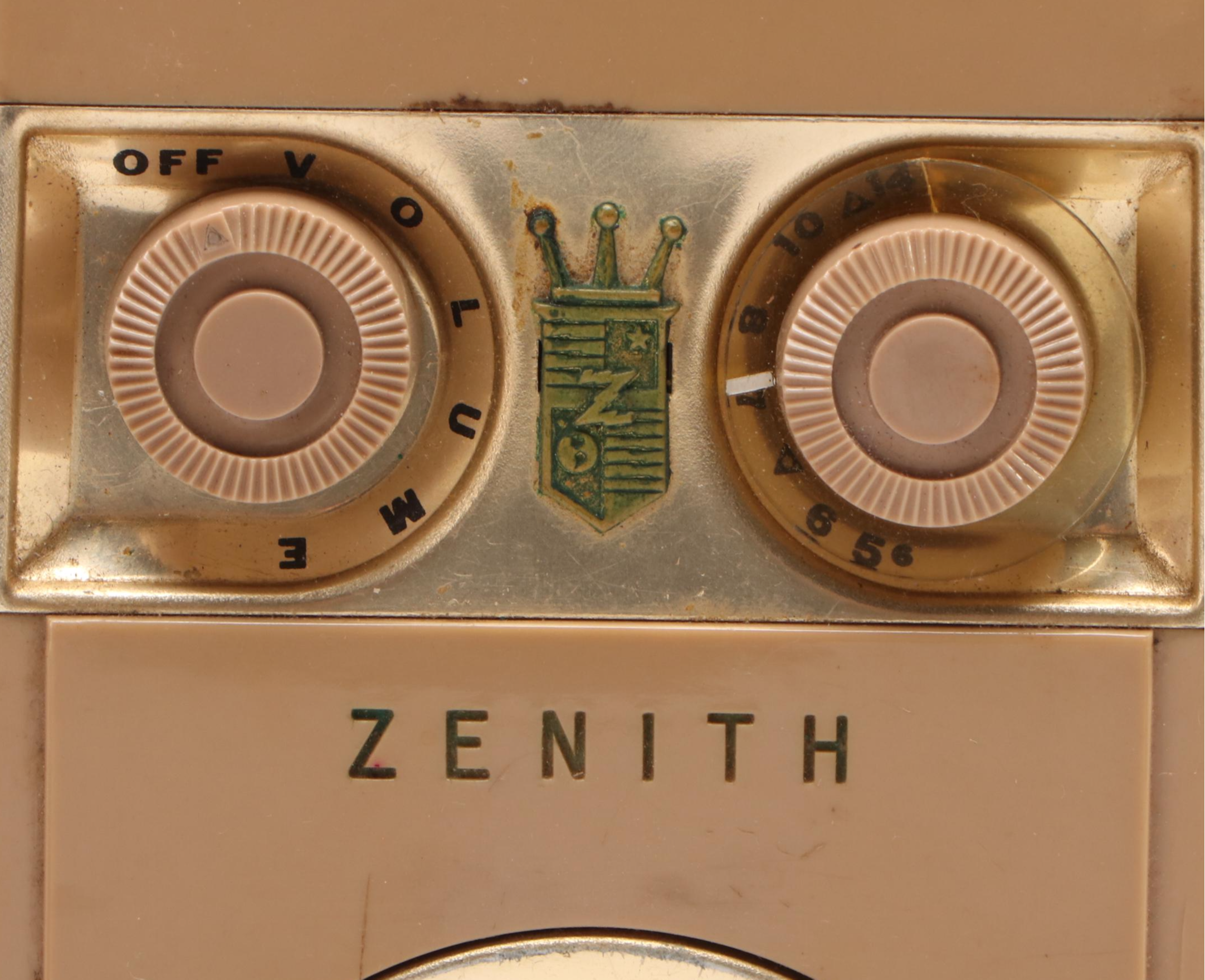 Zenith "Royal 500" Nylon Transistor Radio with Leather Case, Mid-20th Century
