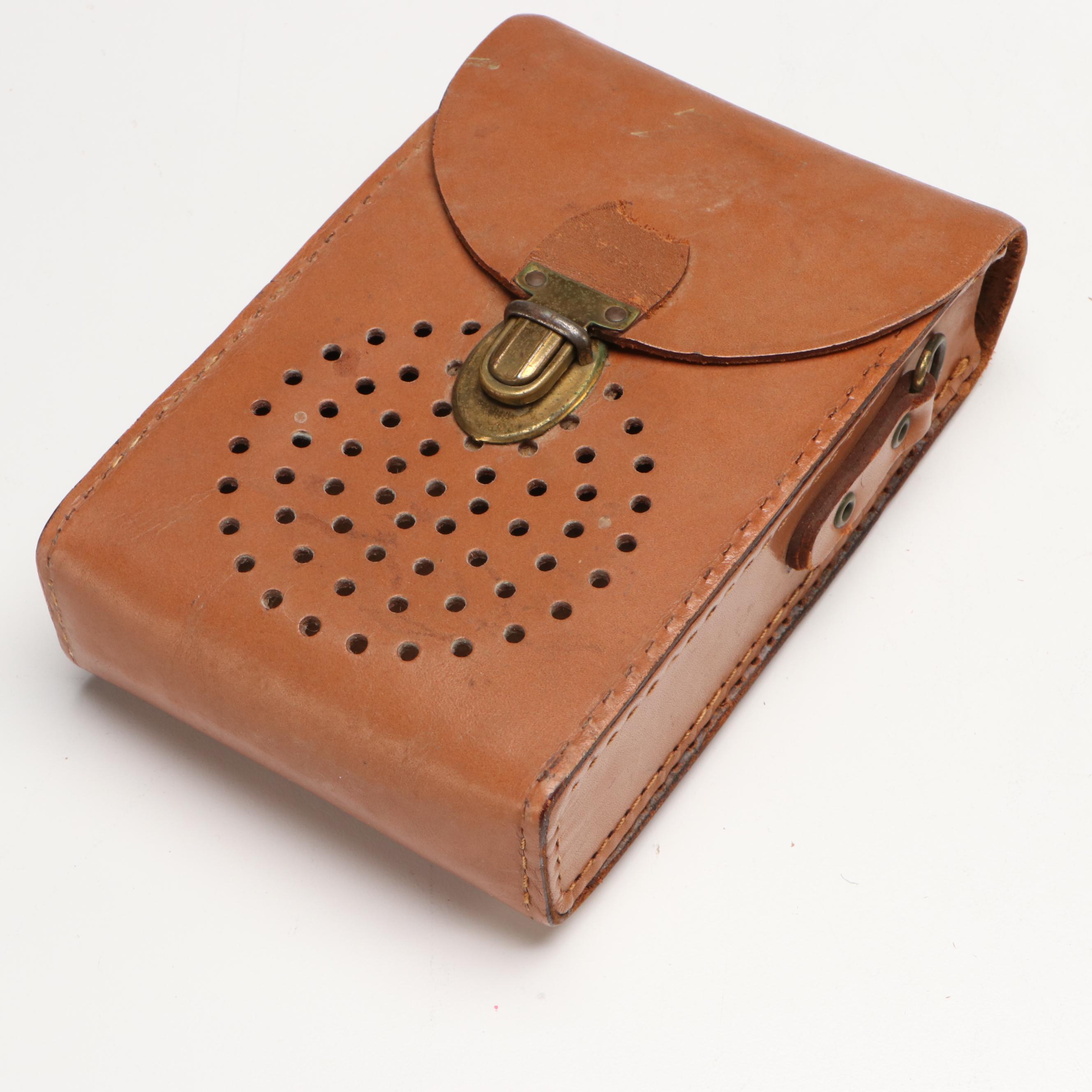 Zenith "Royal 500" Nylon Transistor Radio with Leather Case, Mid-20th Century