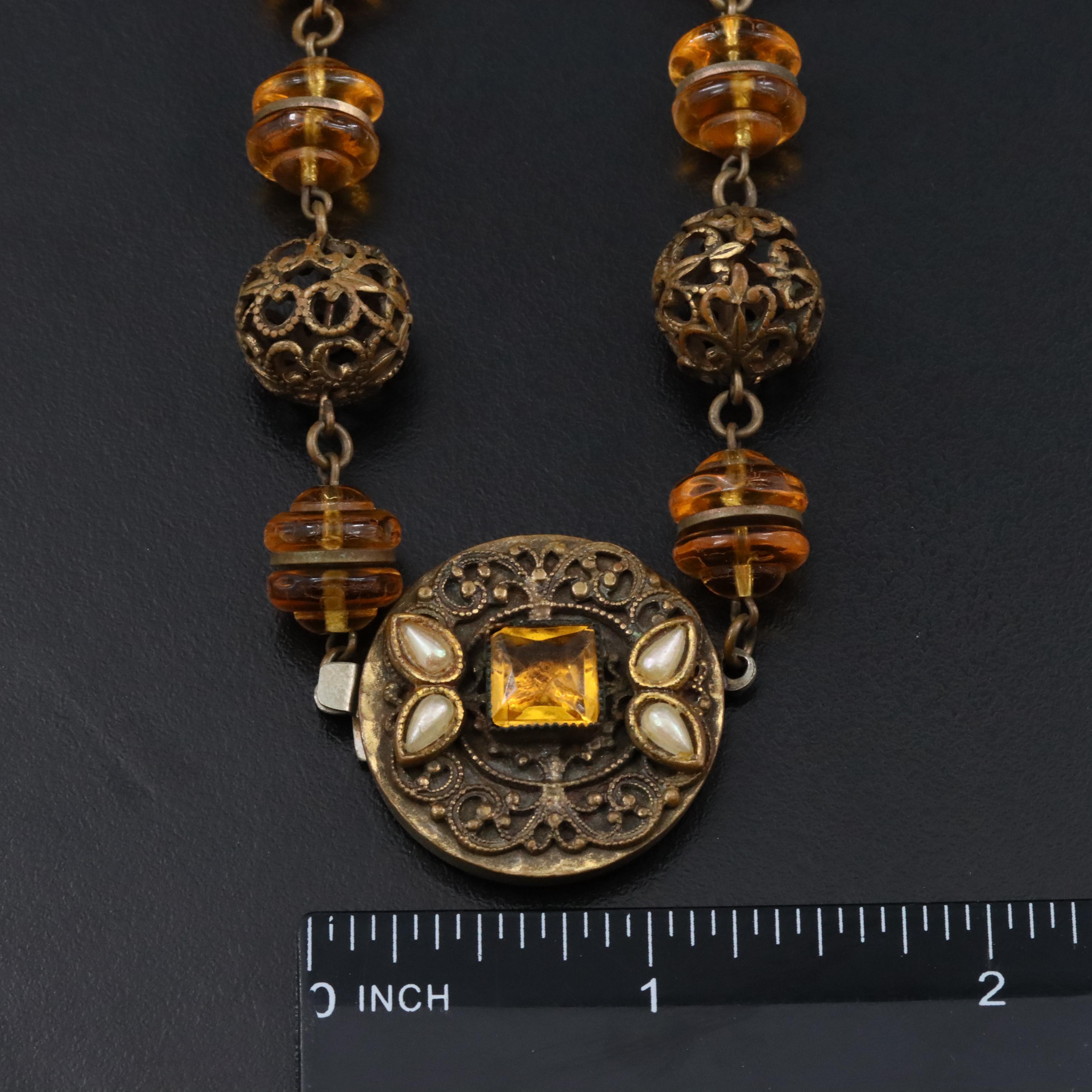 Faux Pearl and Glass Necklace