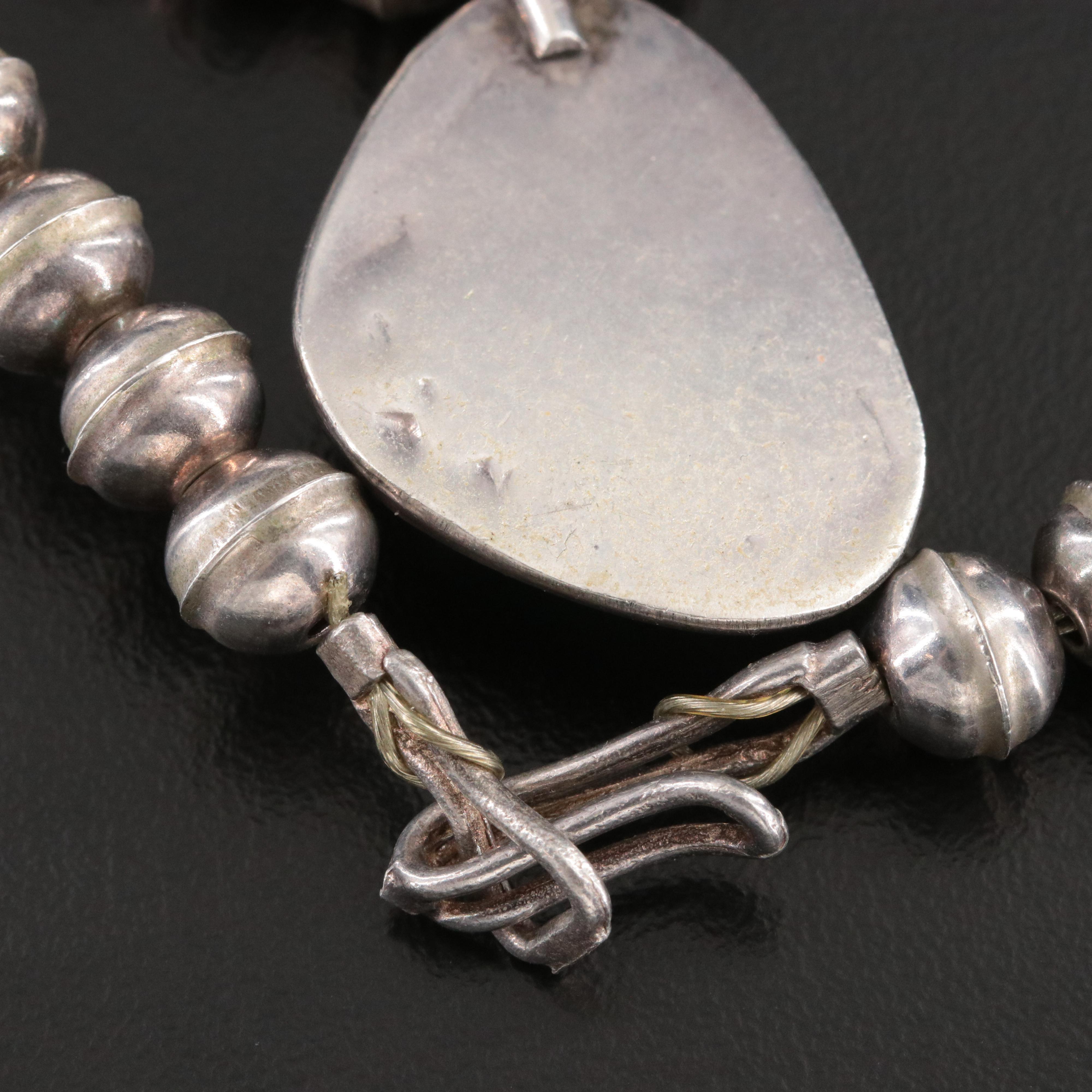 Southwestern Sterling and Turquoise Three Stone Necklace