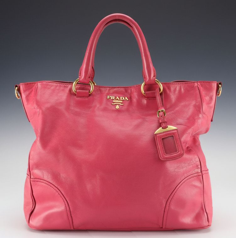 Prada Top Handle Shopper Tote in Hot Pink Vitello Daino Leather