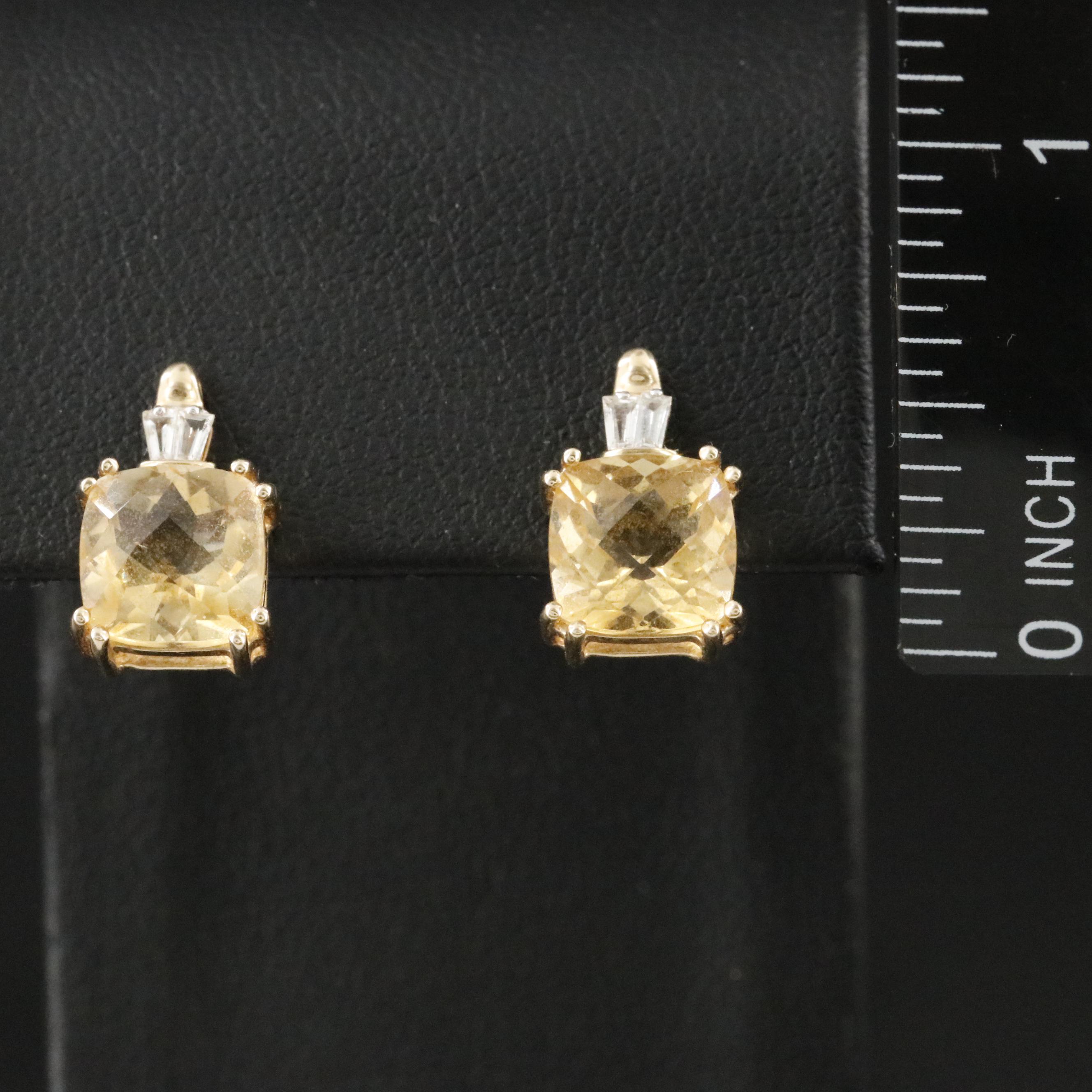 14K Citrine and White Topaz Earrings