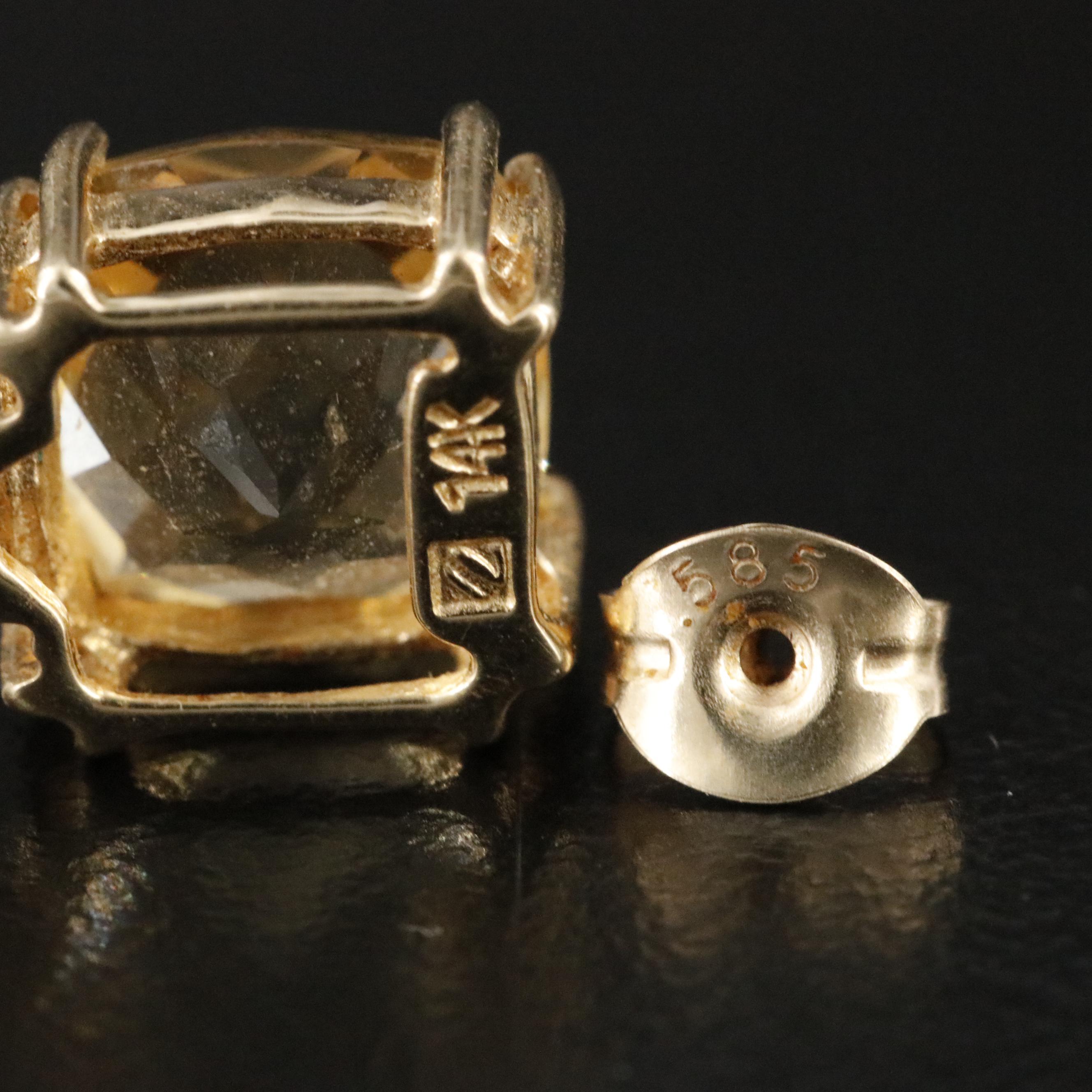 14K Citrine and White Topaz Earrings