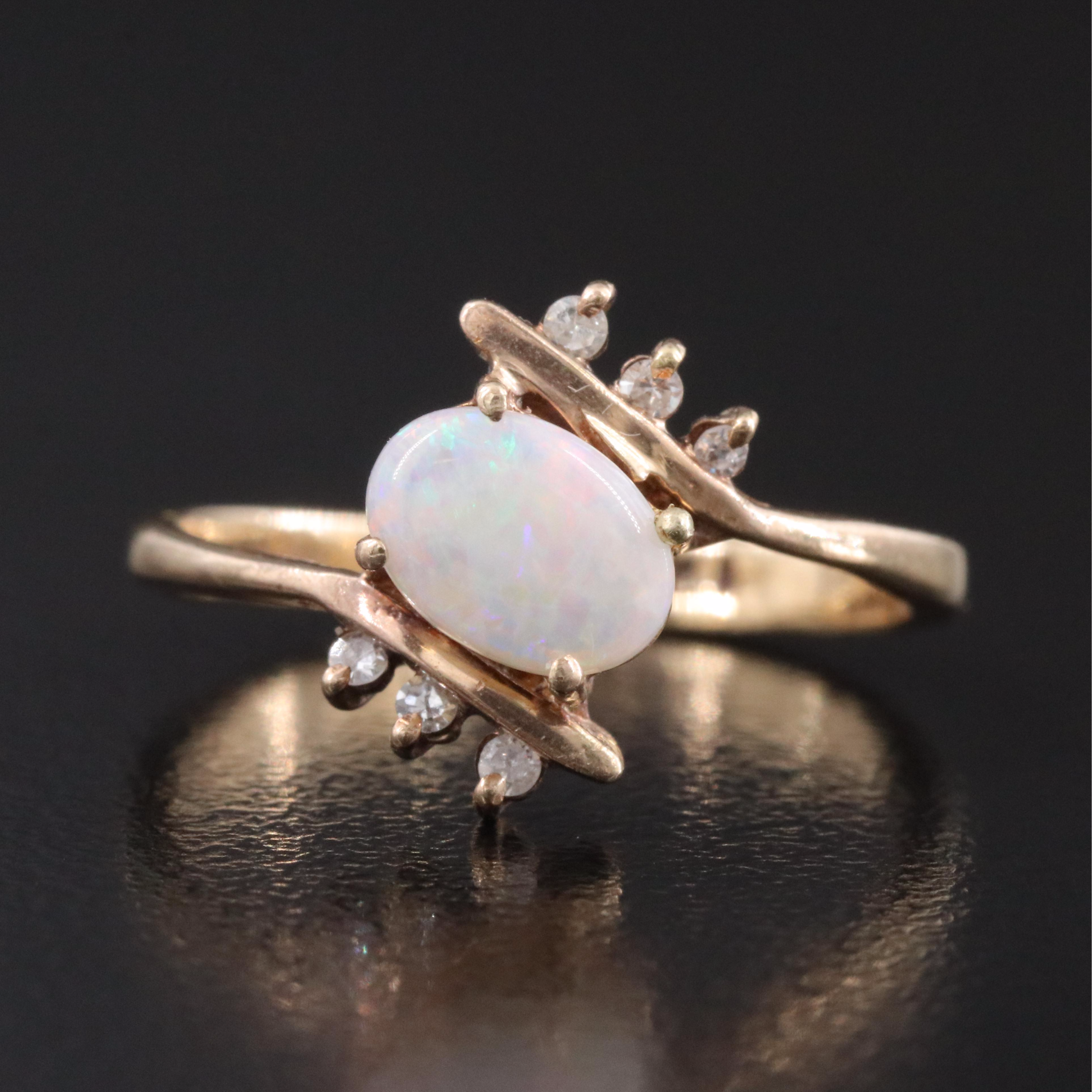 10K Opal and Diamond Ring