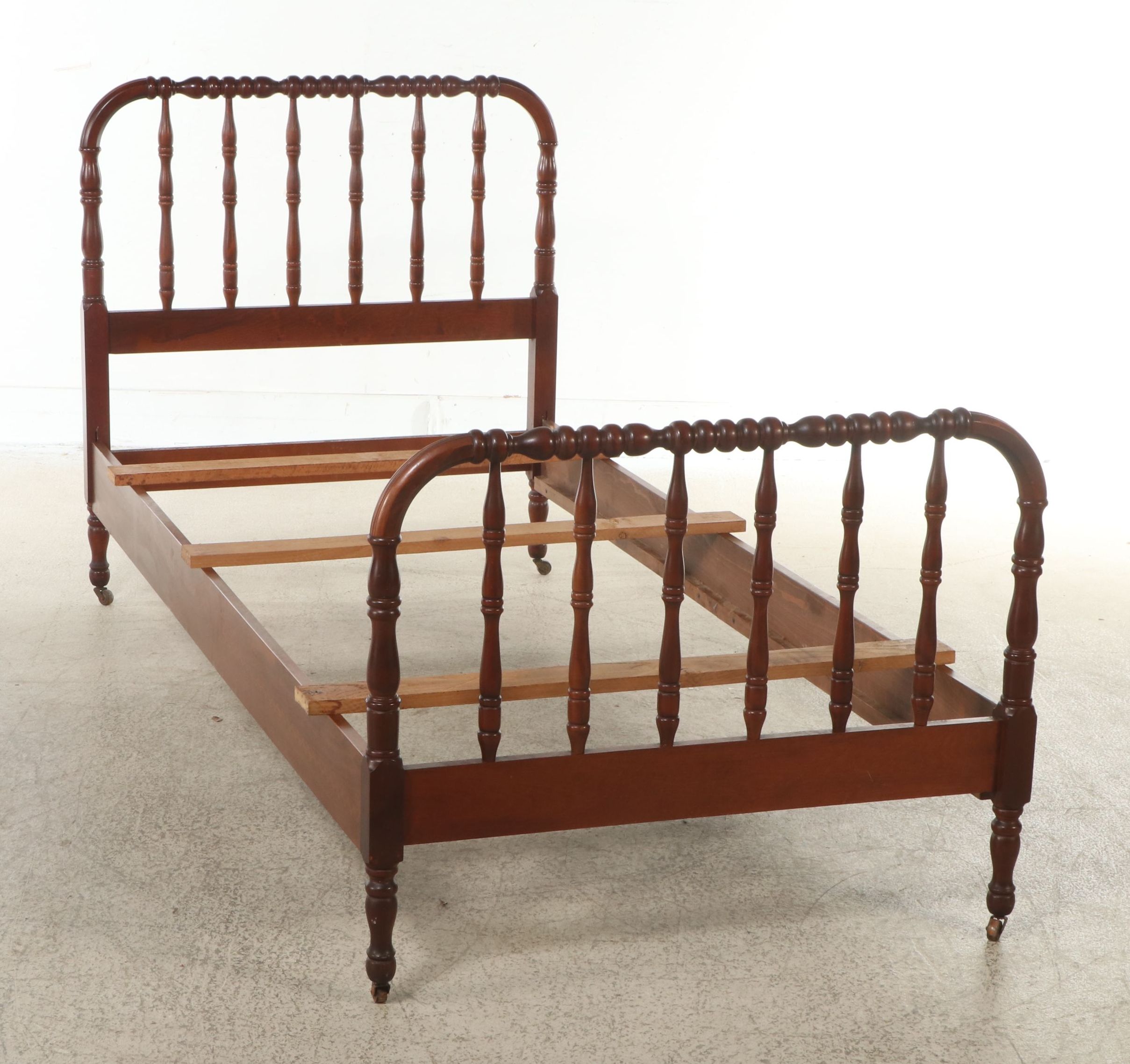 Jenny Lind Style Walnut Bed Frame, Early 20th Century
