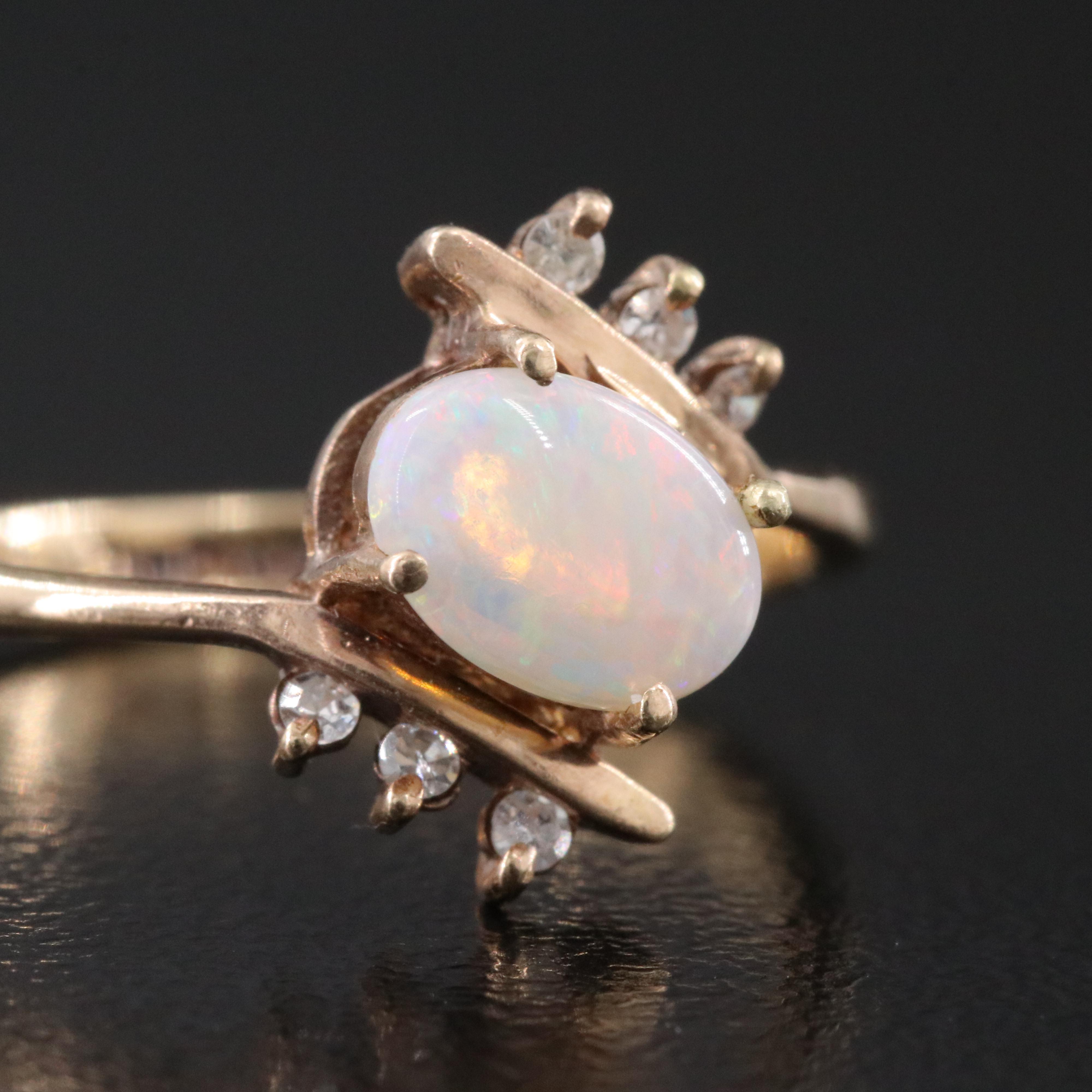 10K Opal and Diamond Ring