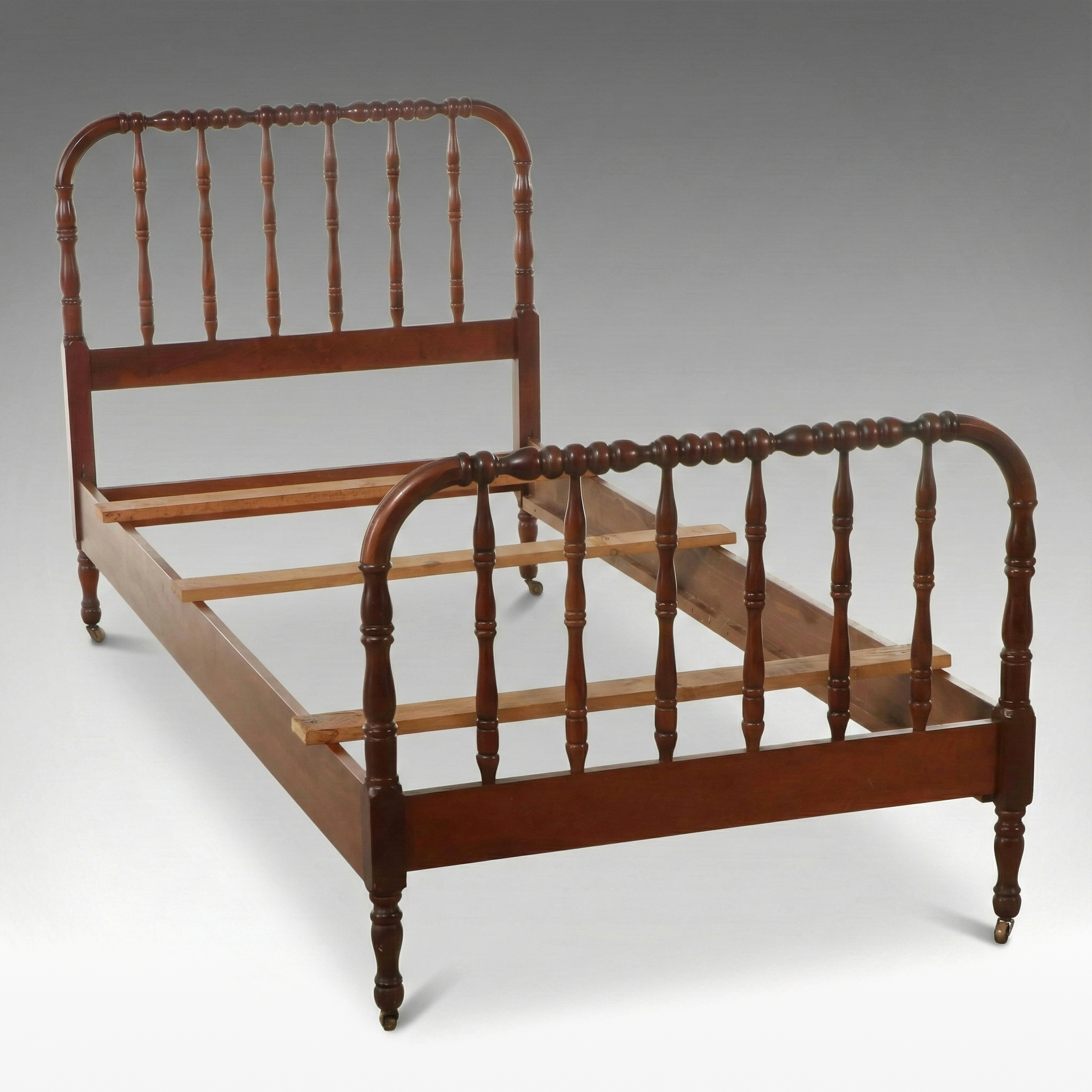 Jenny Lind Style Walnut Bed Frame, Early 20th Century