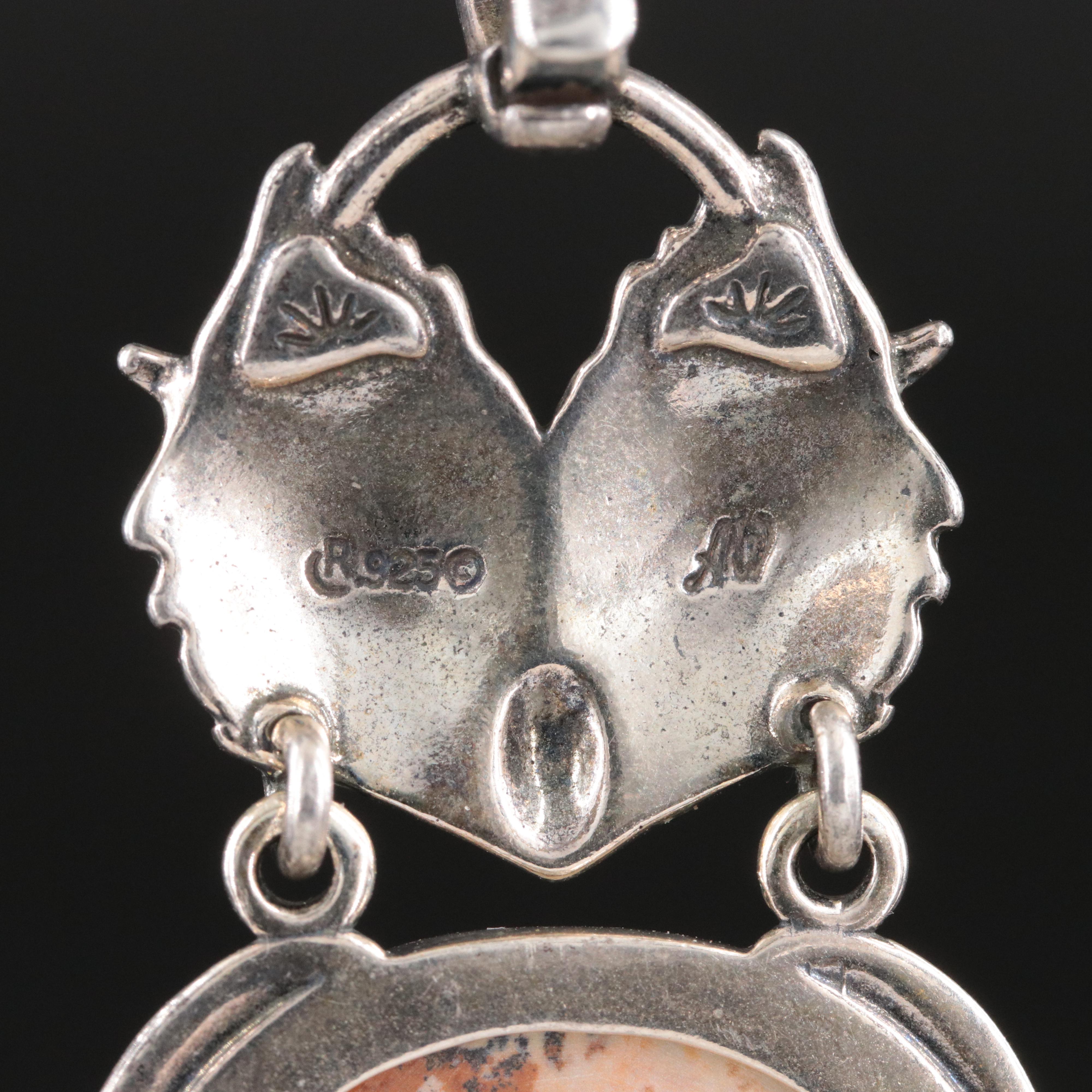 American West by Relios Sterling Jasper and Turquoise Owl Enhancer Pendant