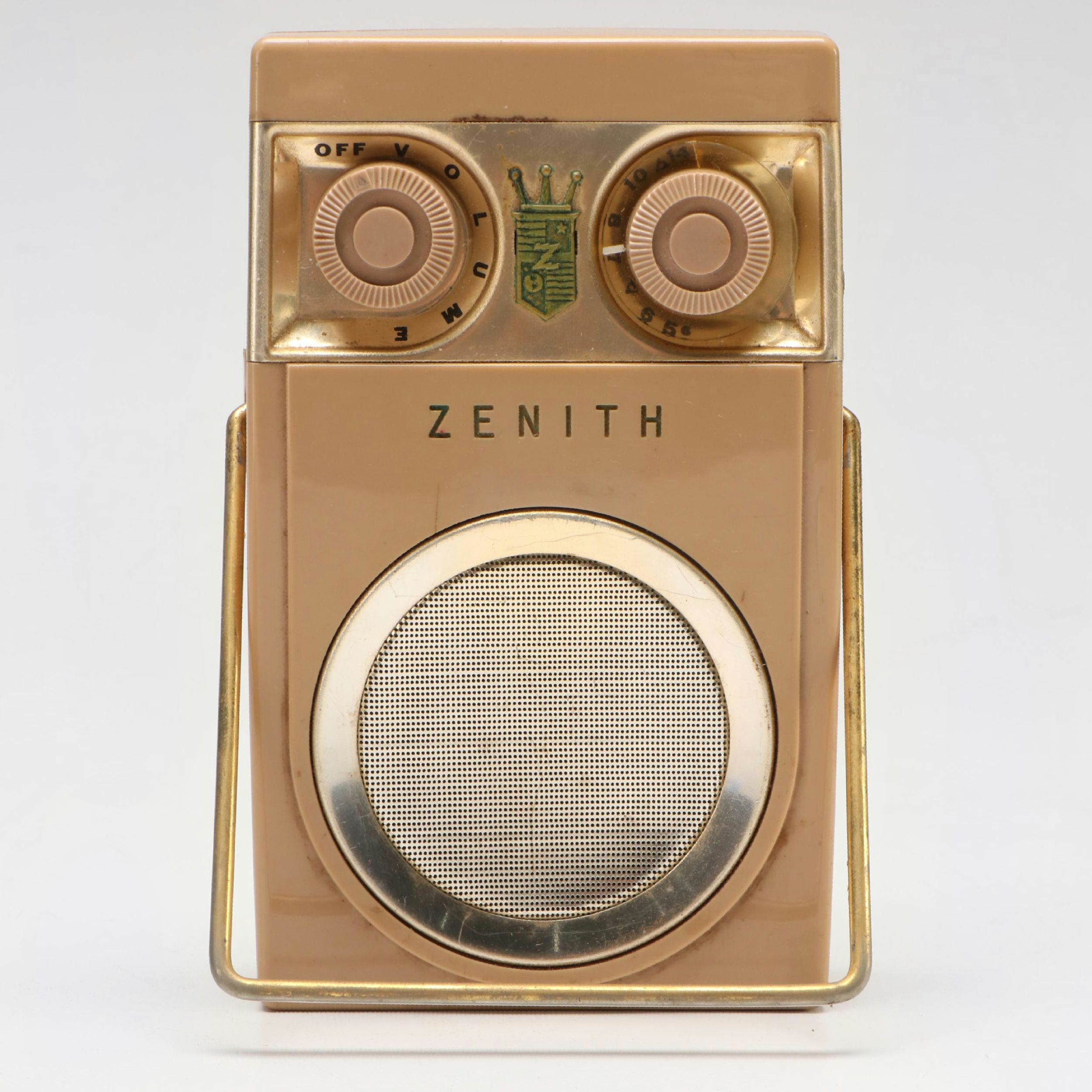 Zenith "Royal 500" Nylon Transistor Radio with Leather Case, Mid-20th Century