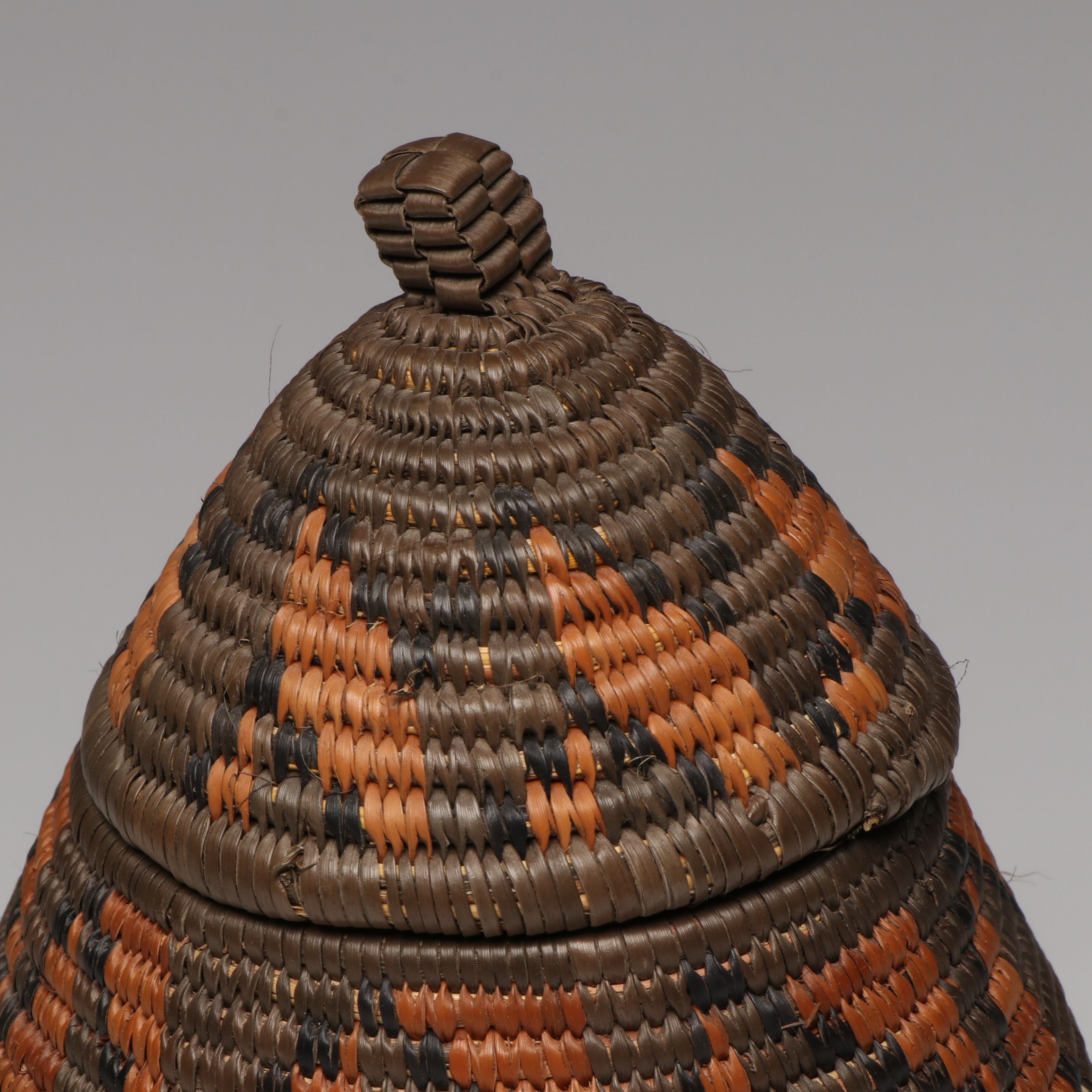 Sebenzile Zulu Artisan Crafted Ilala Palm and Natural Dye Ukhamba Basket