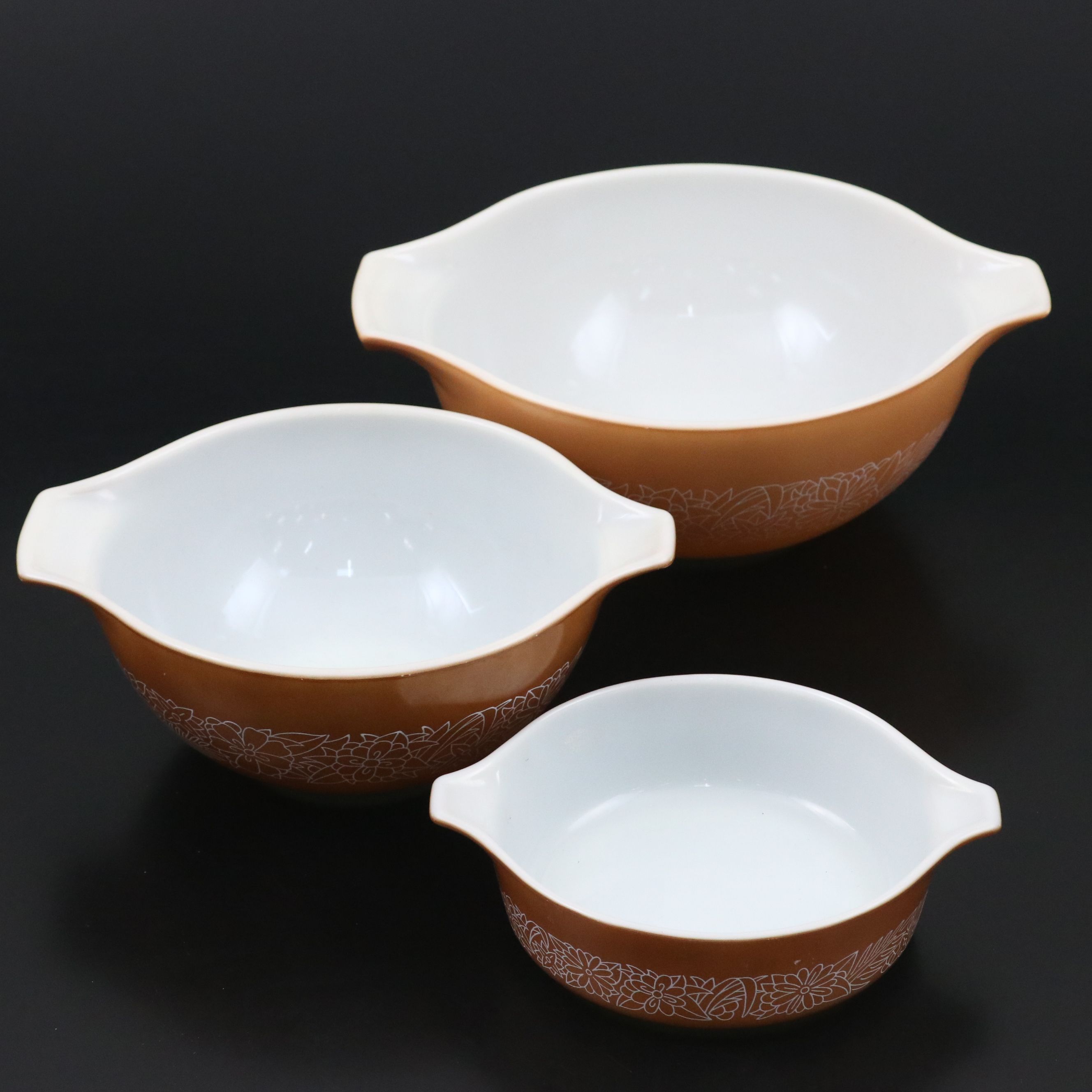 Pyrex "Woodland" Milk Glass Nesting Bowls