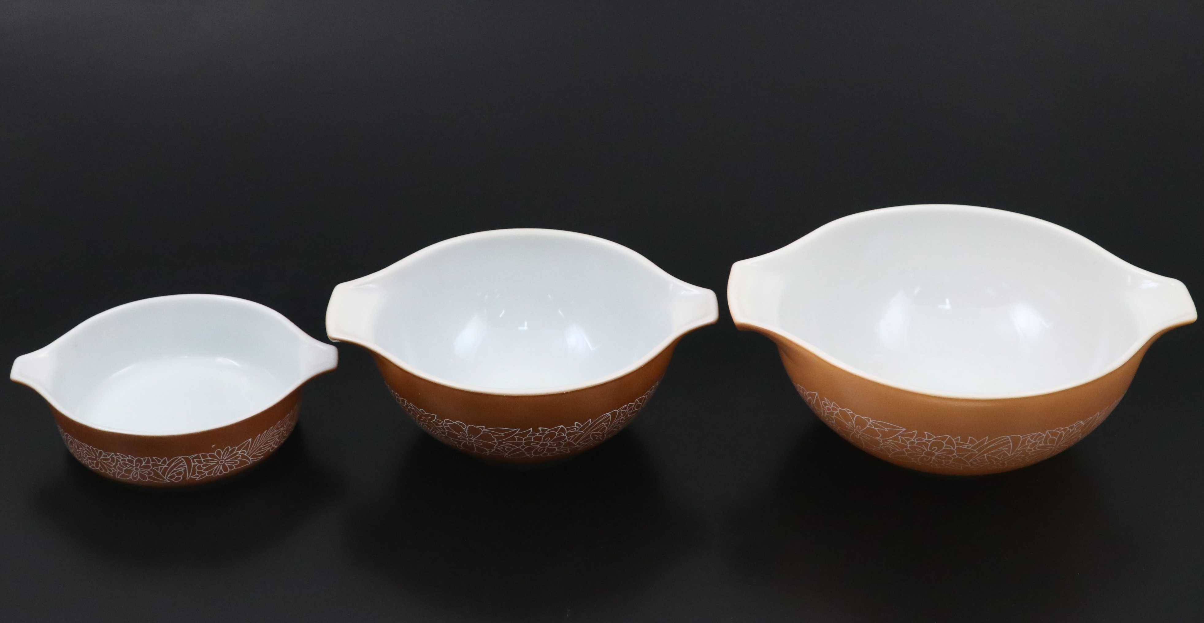 Pyrex "Woodland" Milk Glass Nesting Bowls
