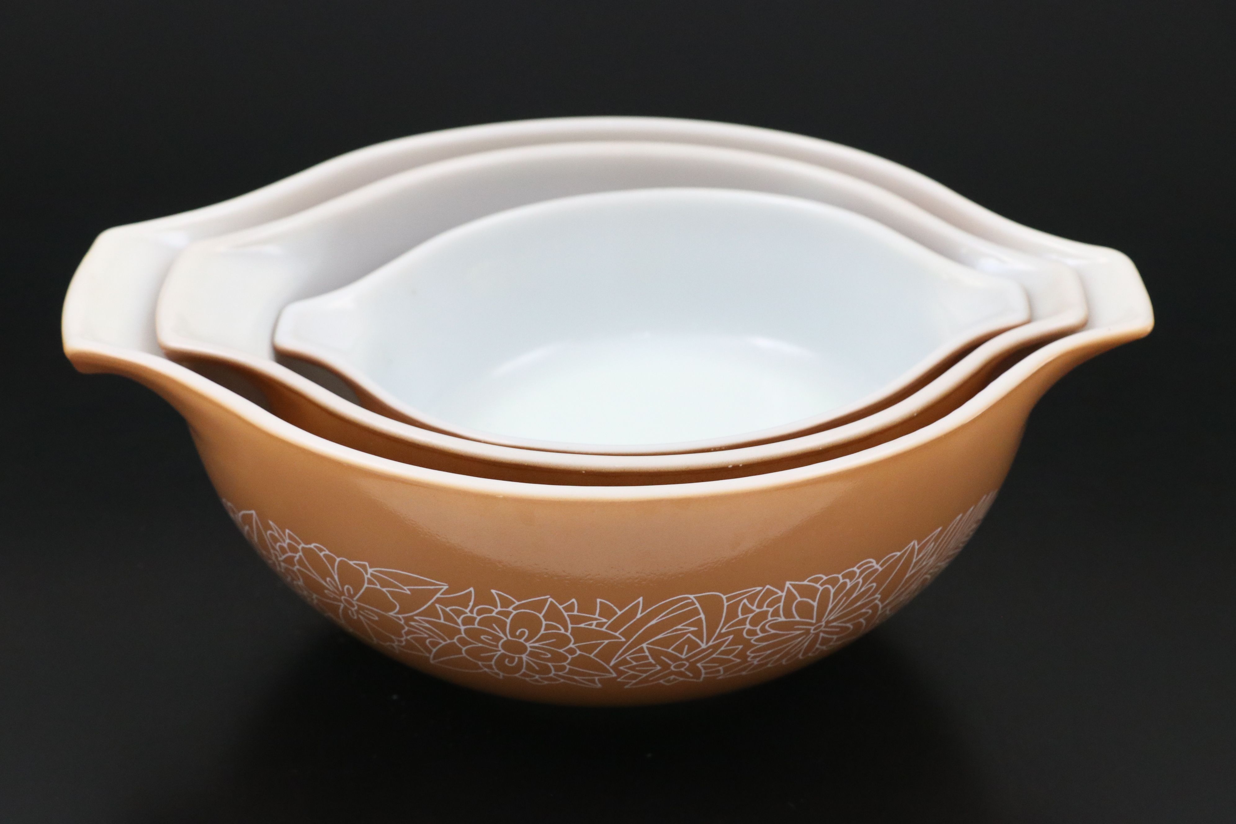 Pyrex "Woodland" Milk Glass Nesting Bowls