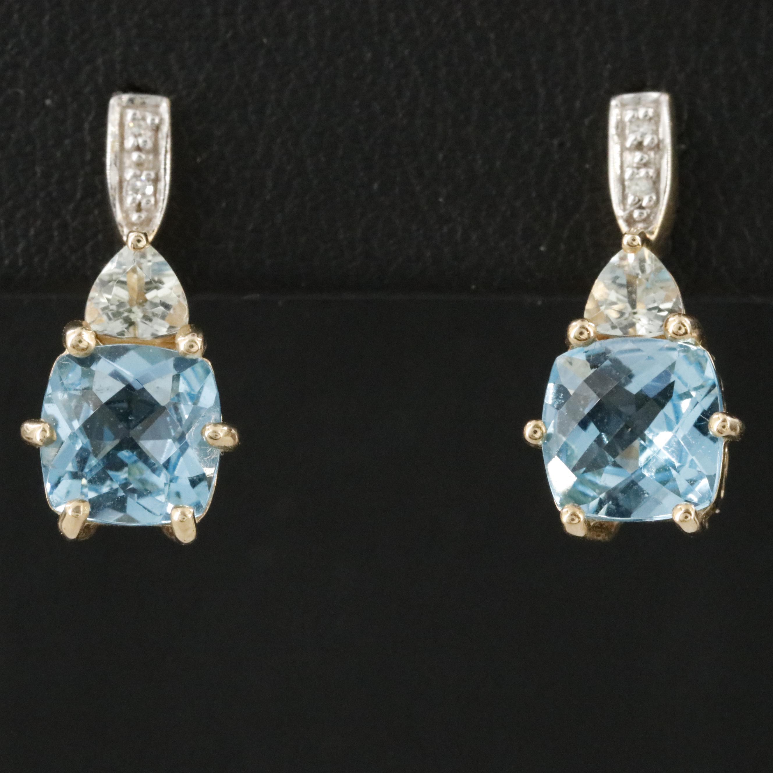 14K Topaz, Prasiolite and Diamond Earrings