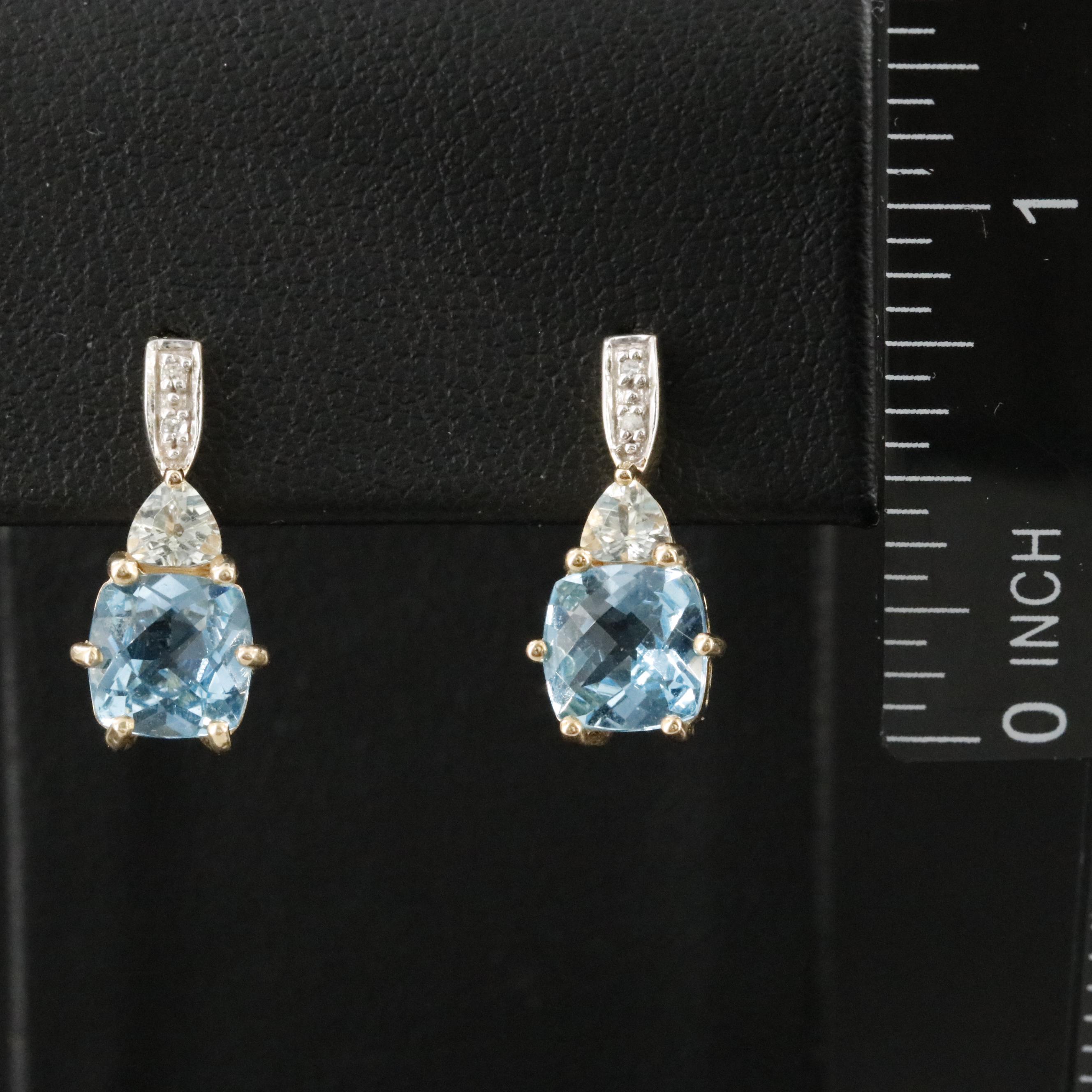 14K Topaz, Prasiolite and Diamond Earrings