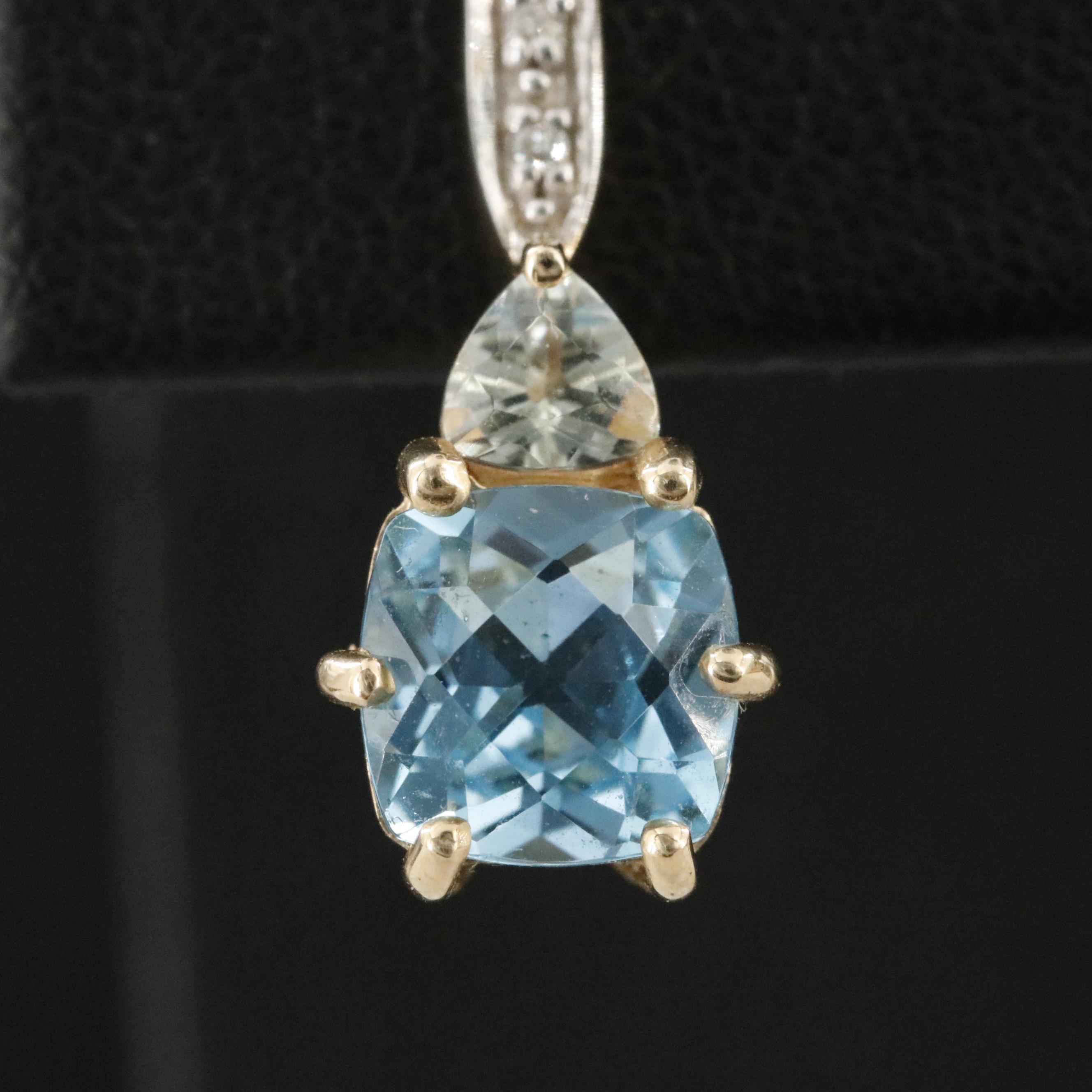 14K Topaz, Prasiolite and Diamond Earrings