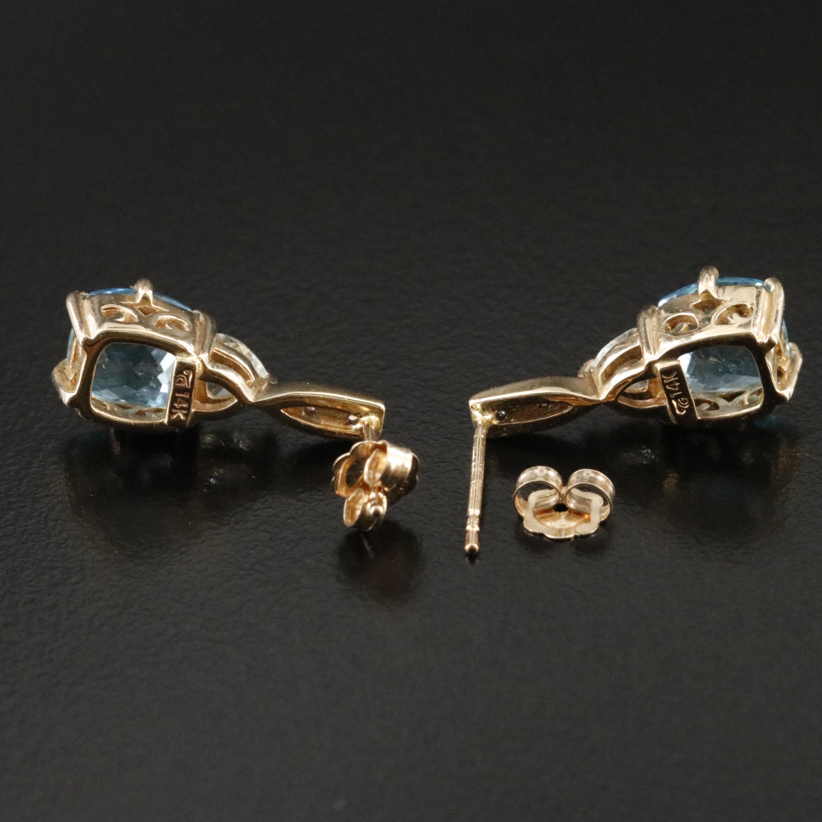 14K Topaz, Prasiolite and Diamond Earrings