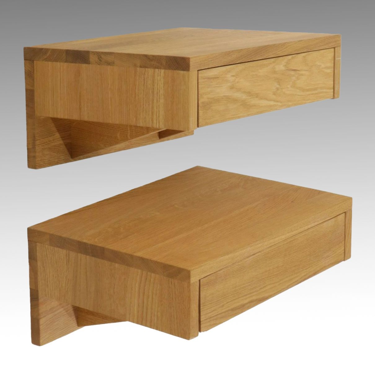 Pair of Contemporary Woodek Oak Wall-Mounted Shelves