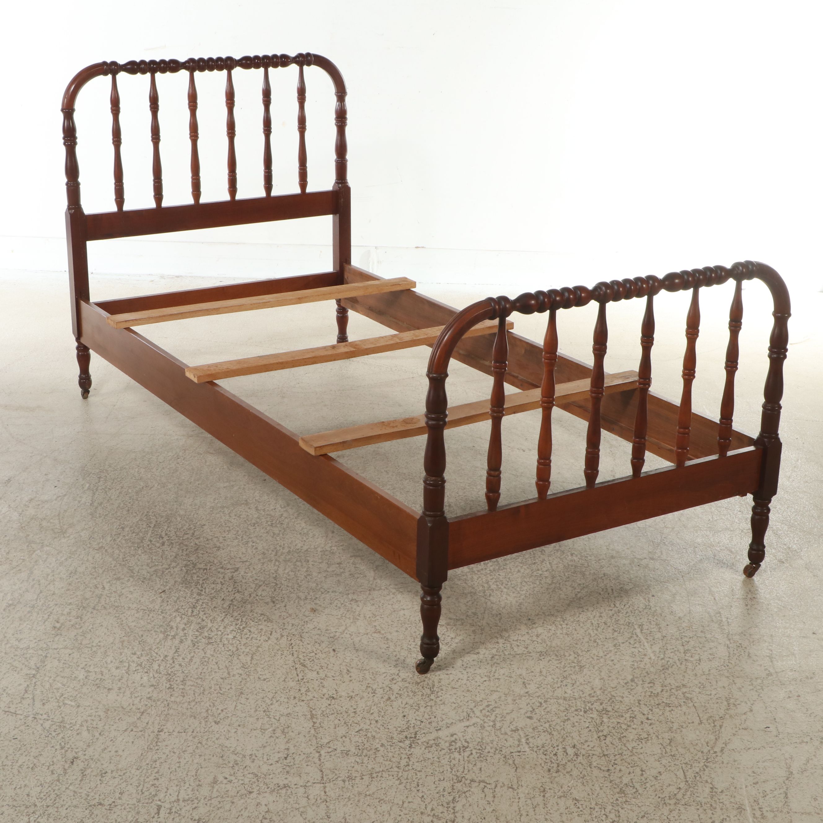 Jenny Lind Style Walnut Bed Frame, Early 20th Century