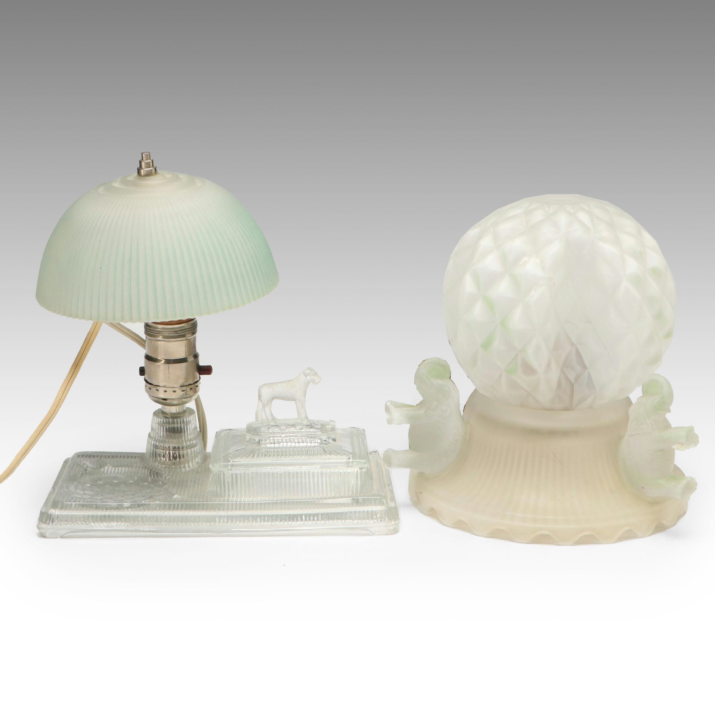 Art Deco Elephants and Other Glass Accent Lamps, Early to Mid-20th Century