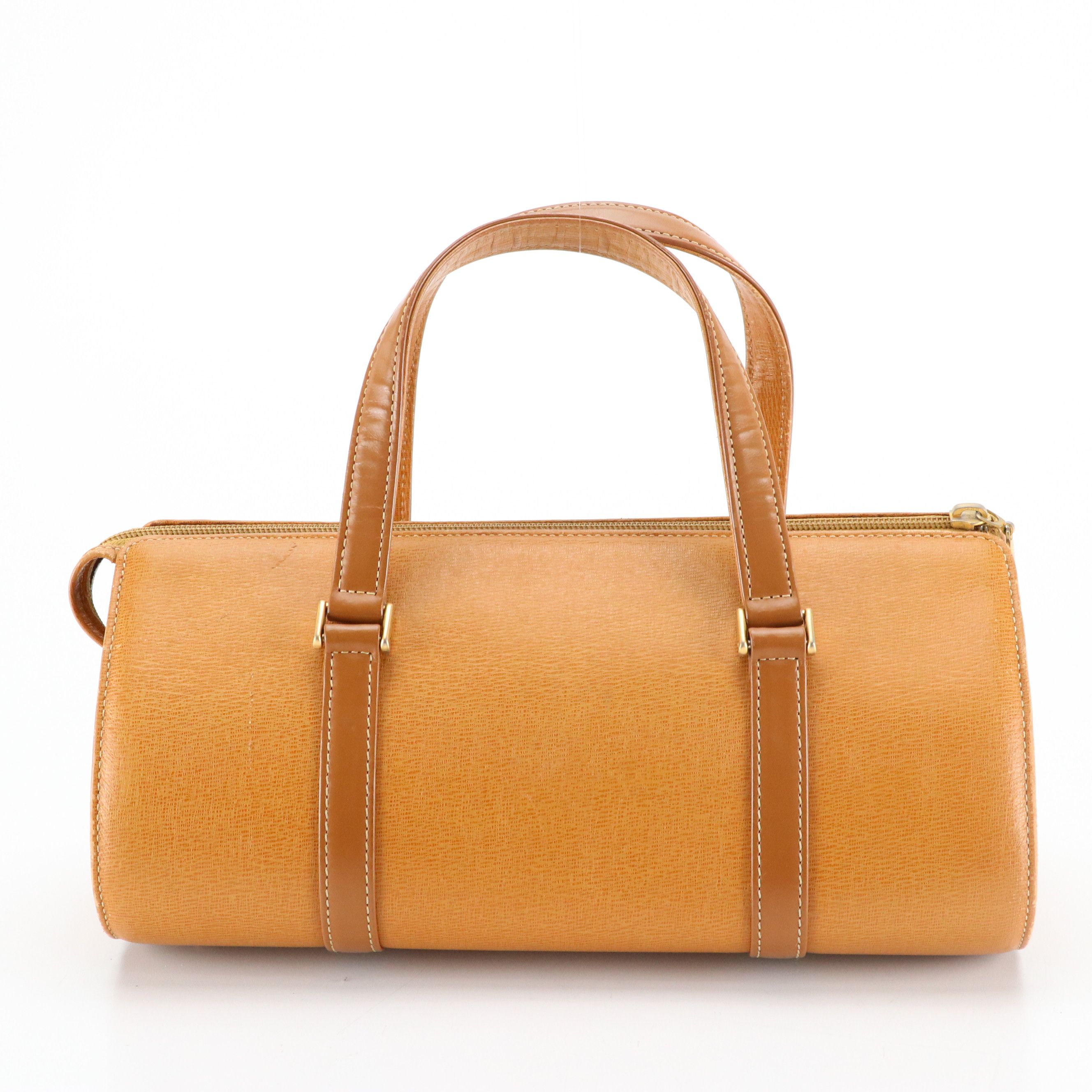 Burberry Barrel Handbag in Tan Textured and Smooth Leather