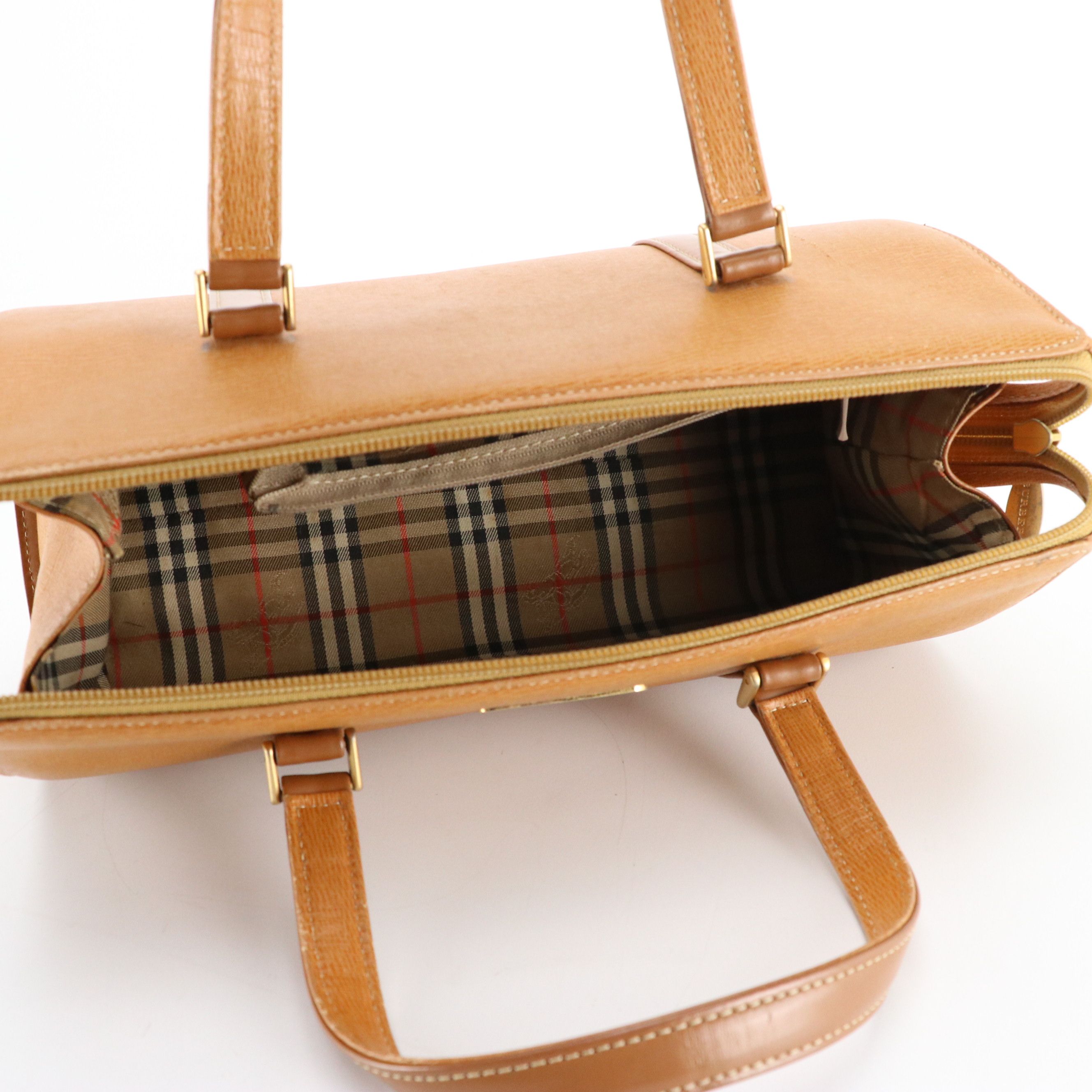 Burberry Barrel Handbag in Tan Textured and Smooth Leather