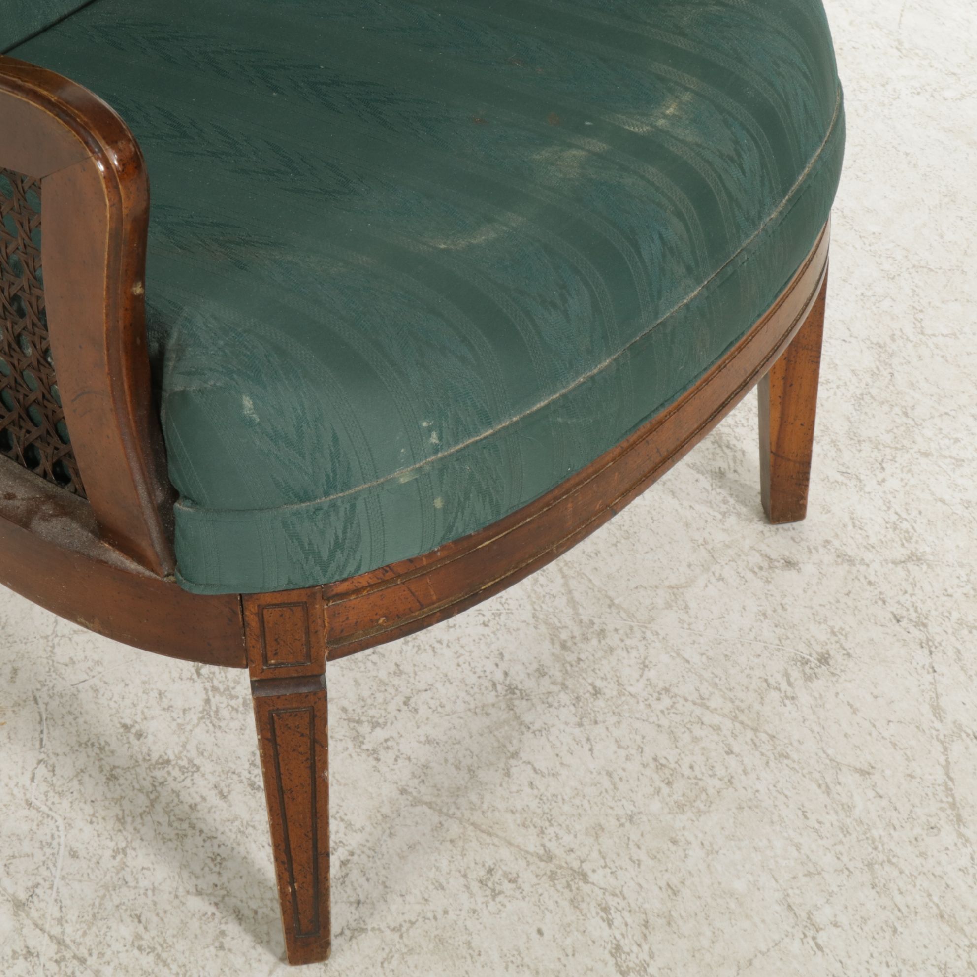 Wingback Armchair with Woven Cane Side Panels, Mid to Late 20th Century