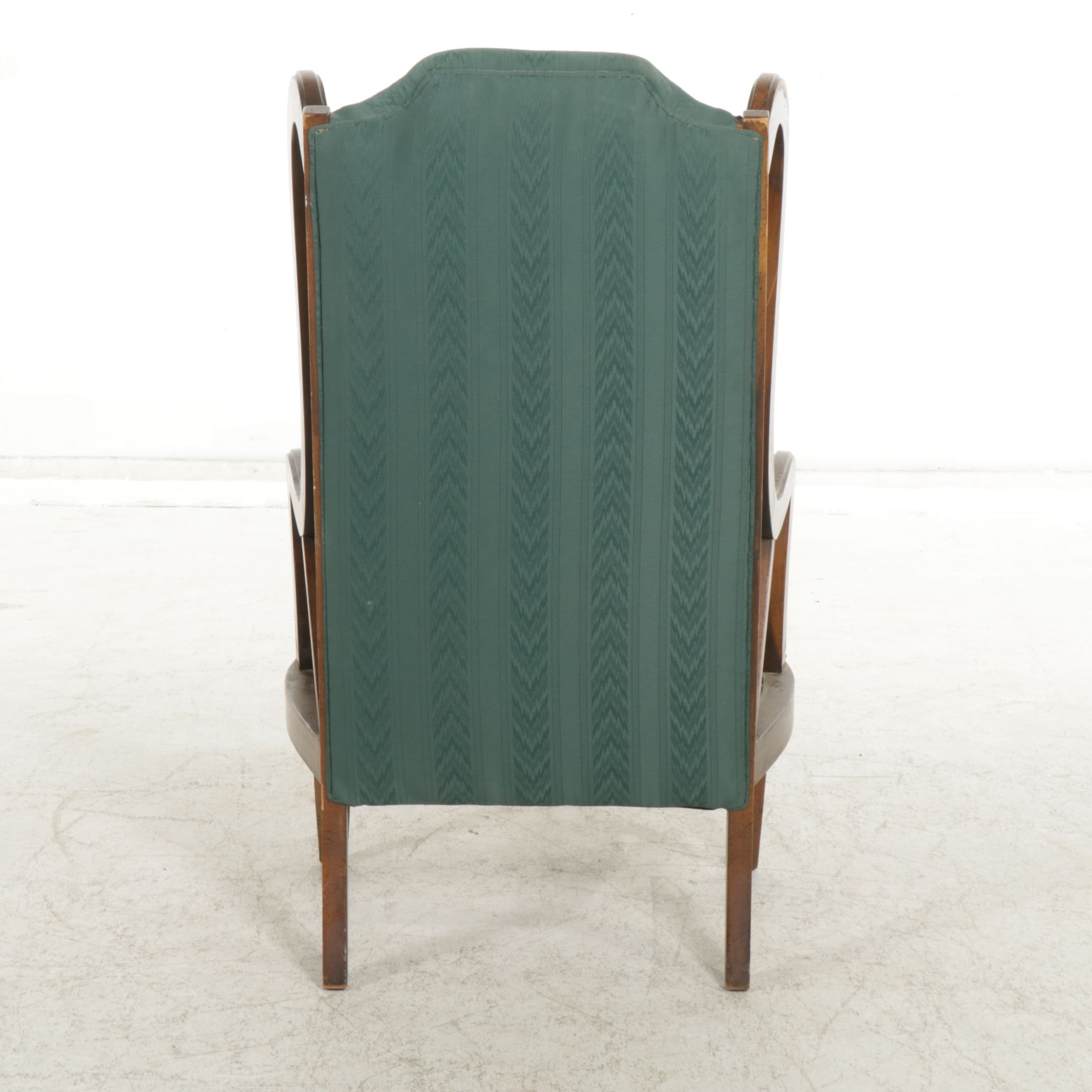 Wingback Armchair with Woven Cane Side Panels, Mid to Late 20th Century