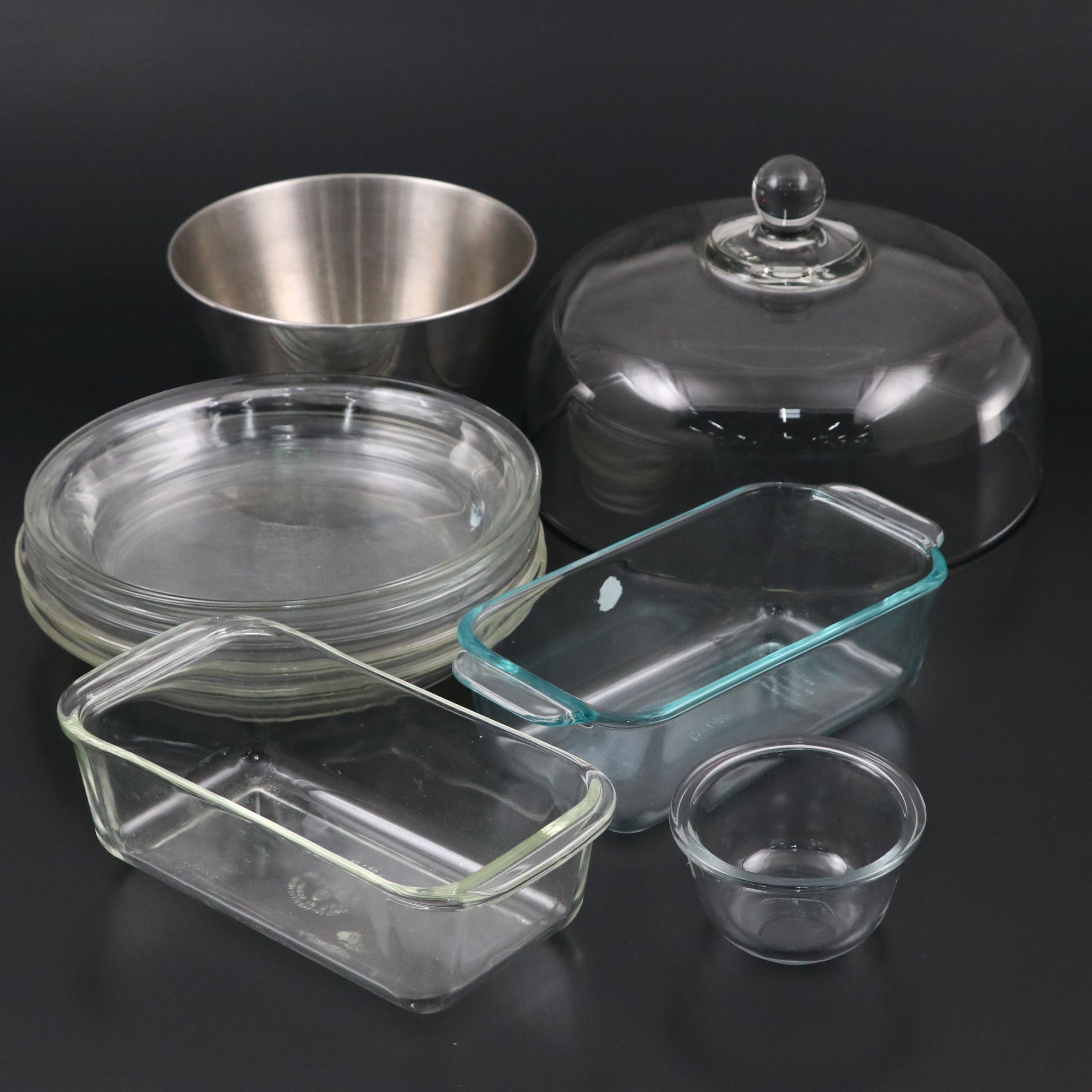 Pyrex Glass Pie Pans with Other Glass and Stainless Steel Bakeware