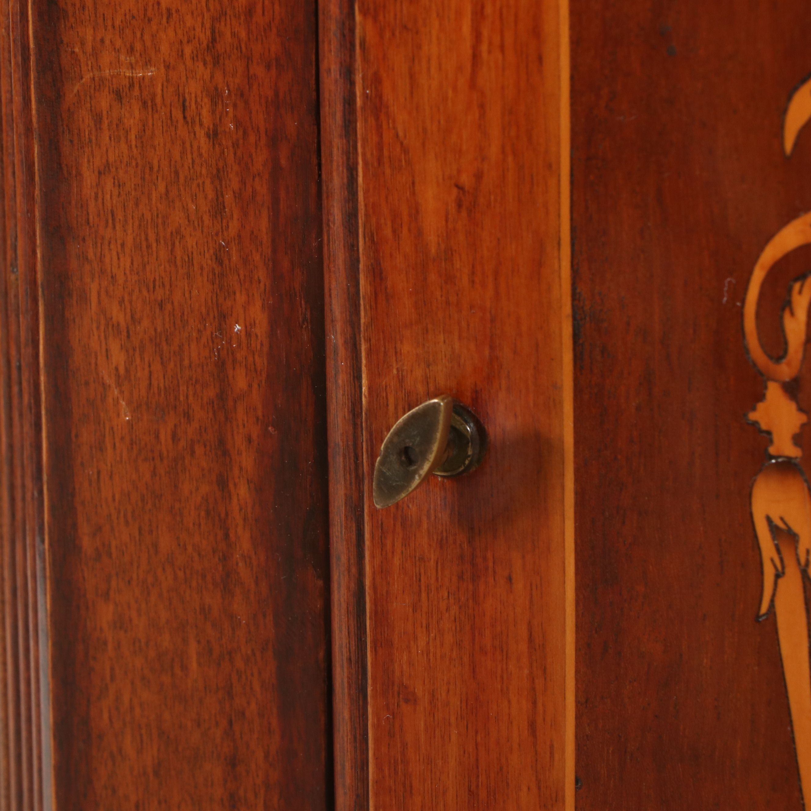 George III Inlaid Mahogany Tallcase Clock with Hand-Painted Face