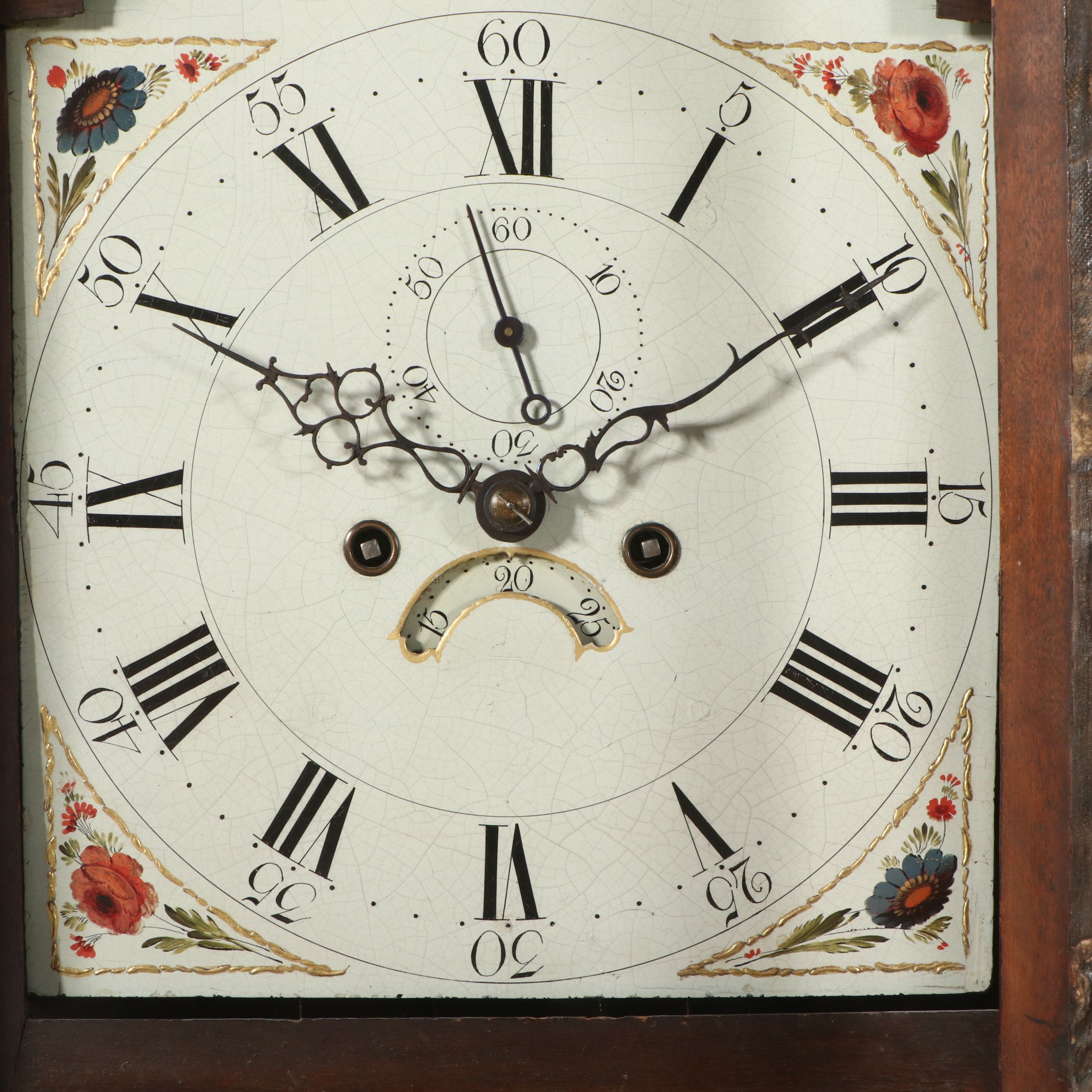 George III Inlaid Mahogany Tallcase Clock with Hand-Painted Face