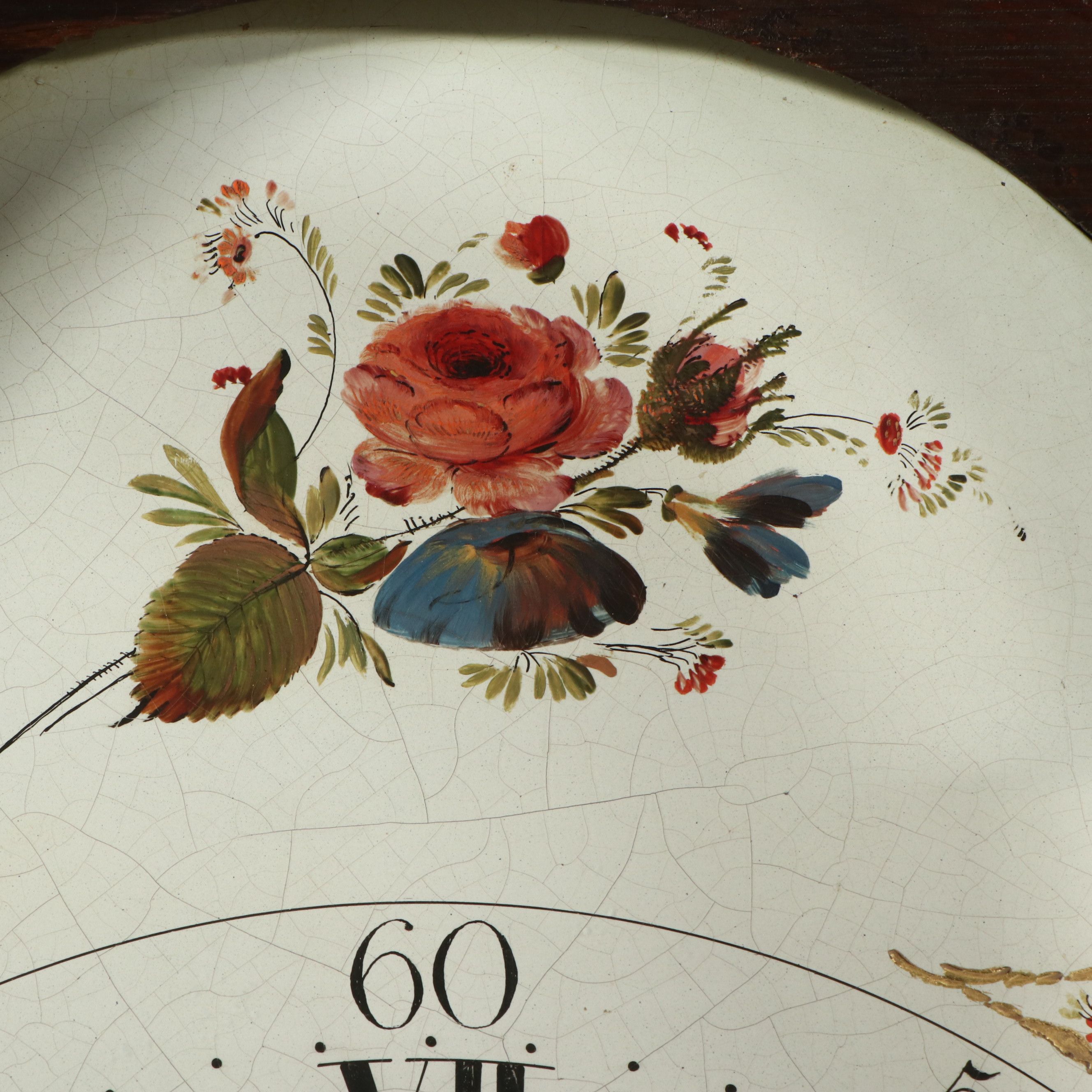 George III Inlaid Mahogany Tallcase Clock with Hand-Painted Face