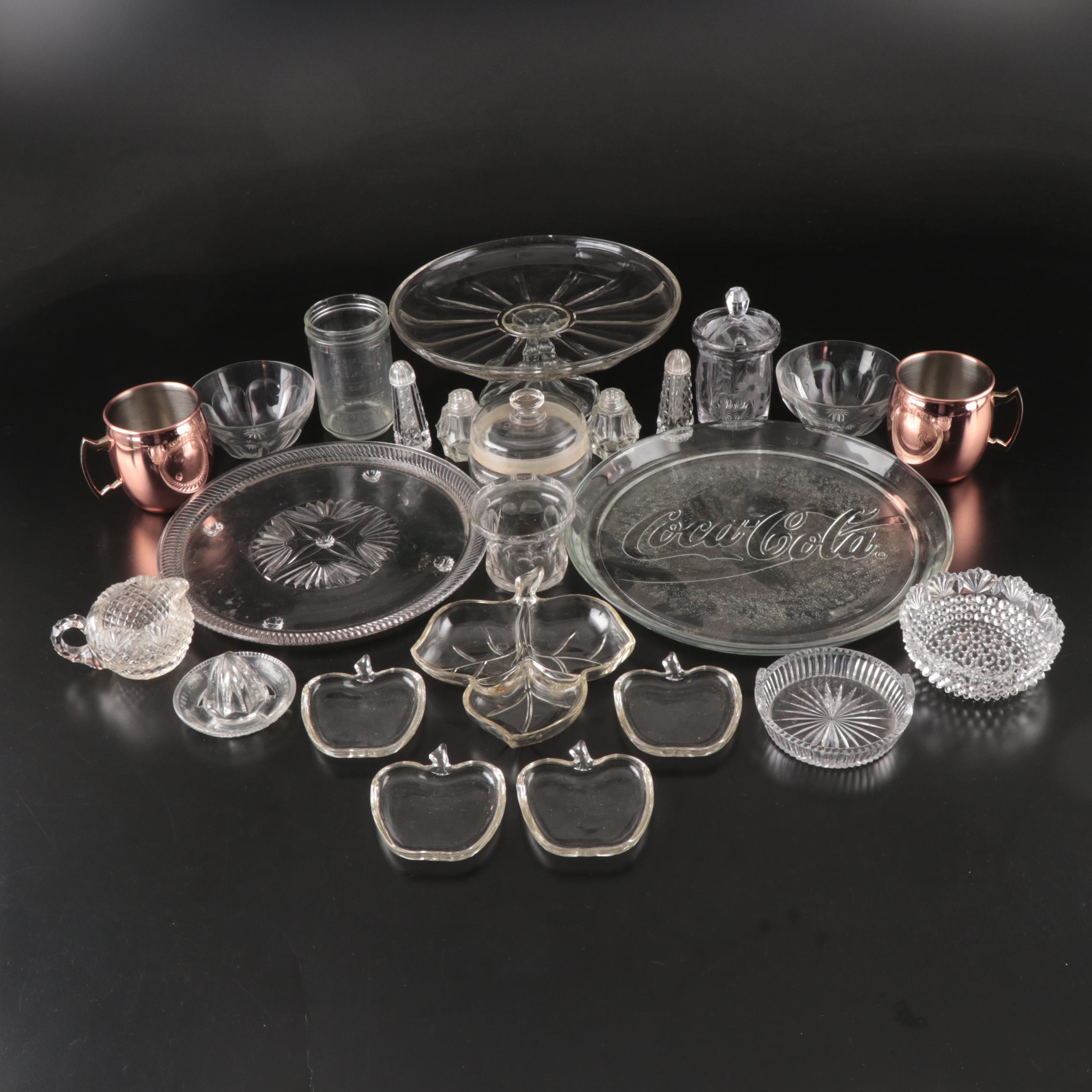 Heisey Bowls, "Eco One" Copper Moscow Mule Mugs and More Glass Tableware