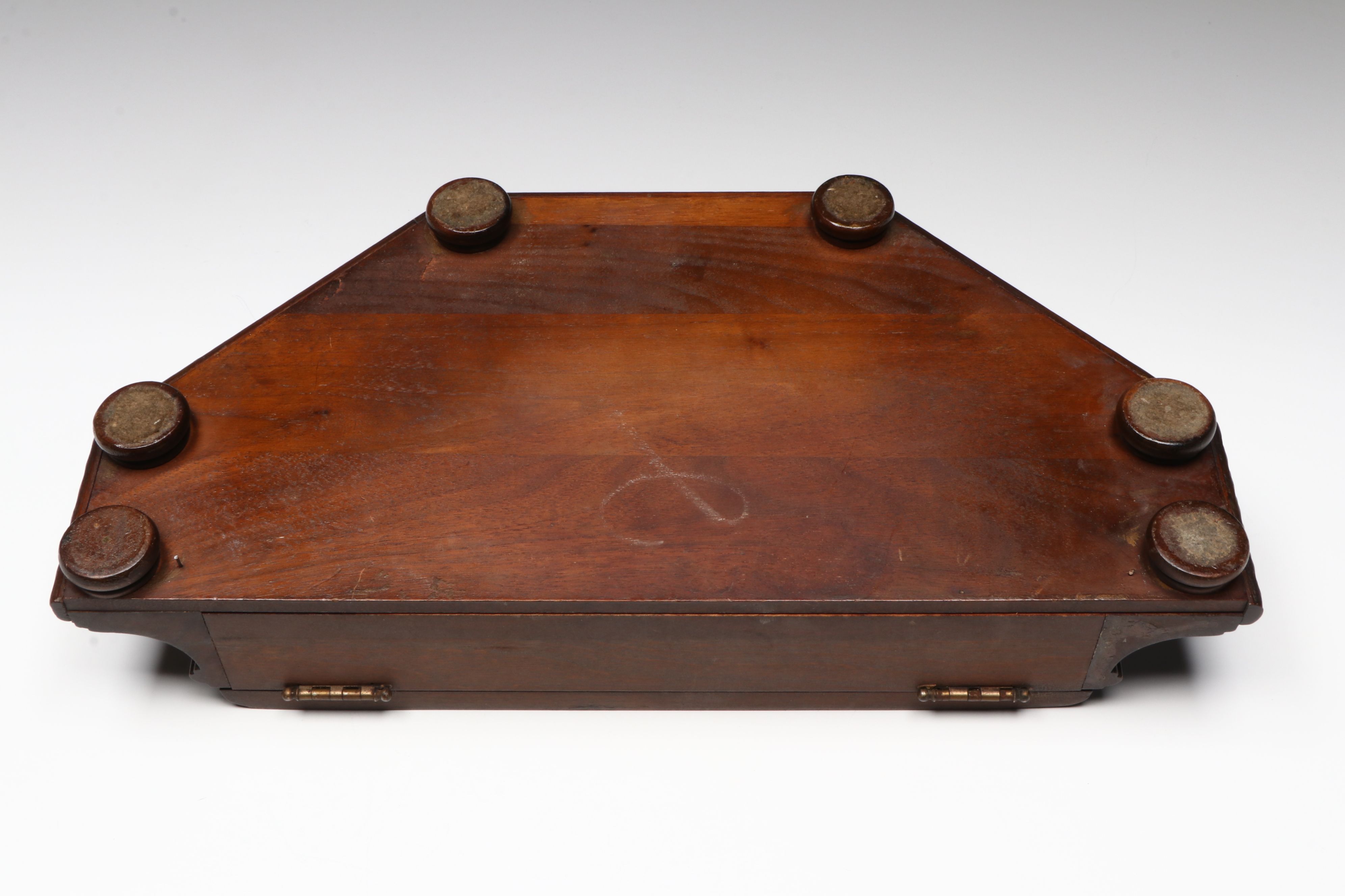 Wooden Hexagon Lidded Box with Glass and Metal Desk Décor